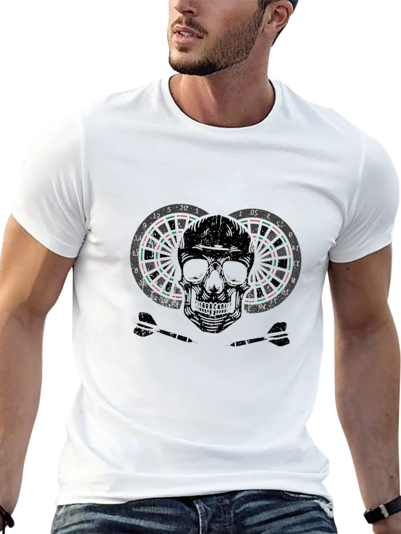Dartboard Skull Graphic T-Shirt