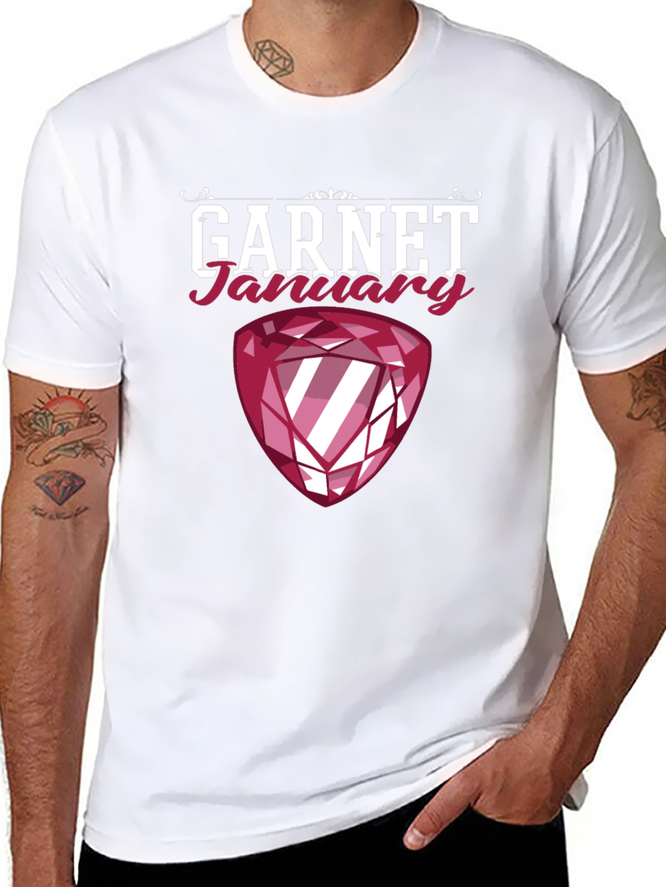 Garnet January Birthstone Black T-Shirt