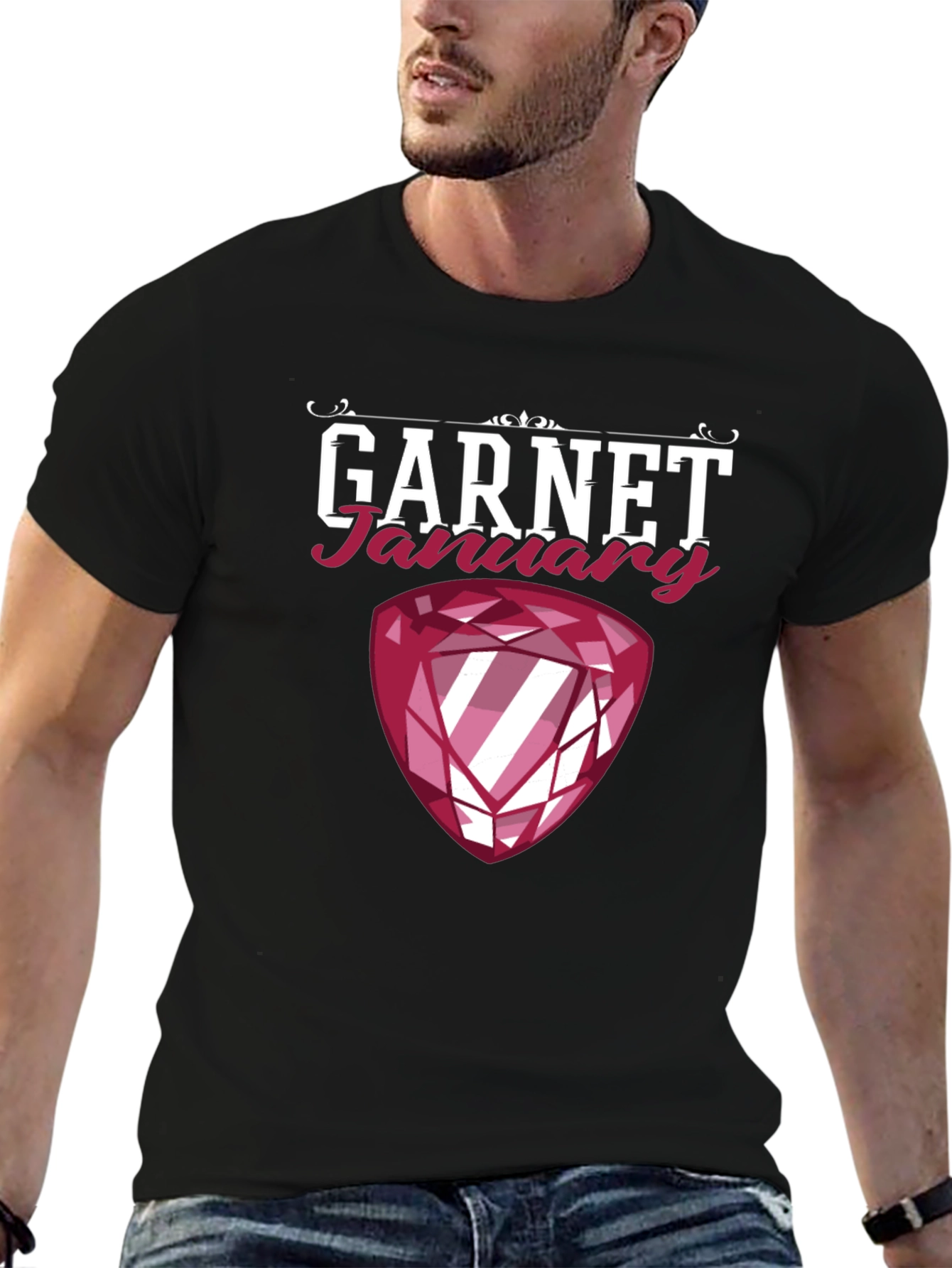 Garnet January Birthstone Black T-Shirt