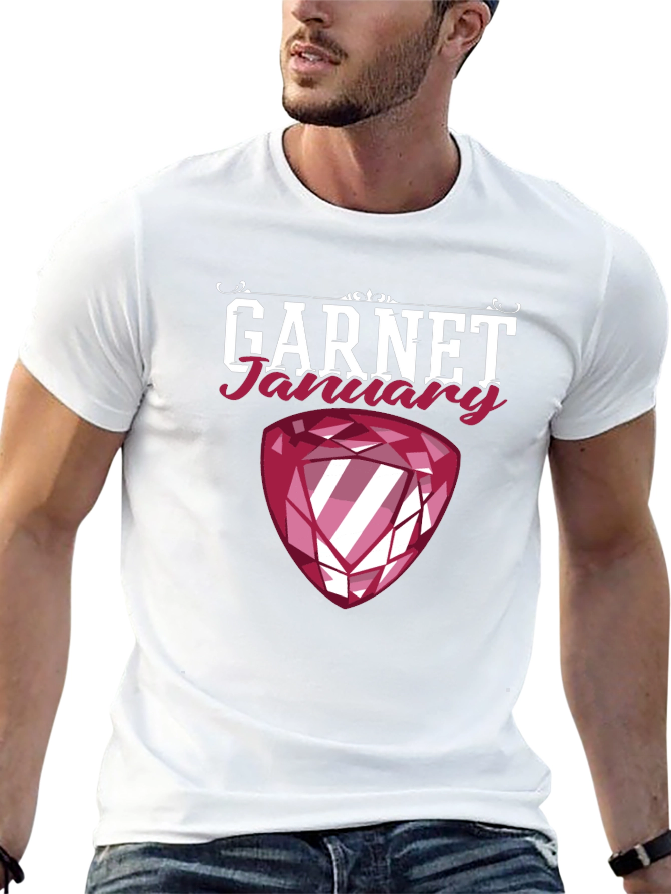 Garnet January Birthstone Black T-Shirt