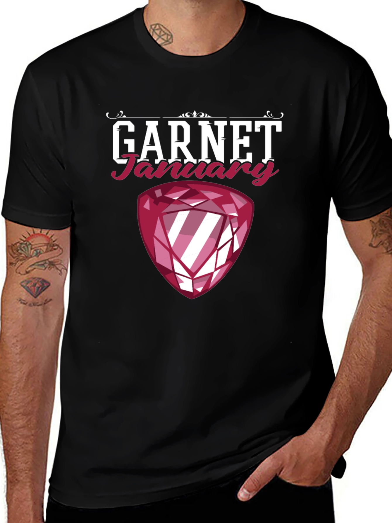 Garnet January Birthstone Black T-Shirt