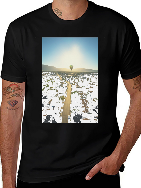 Hot Air Balloon T-Shirt Aerial View Graphic Tee