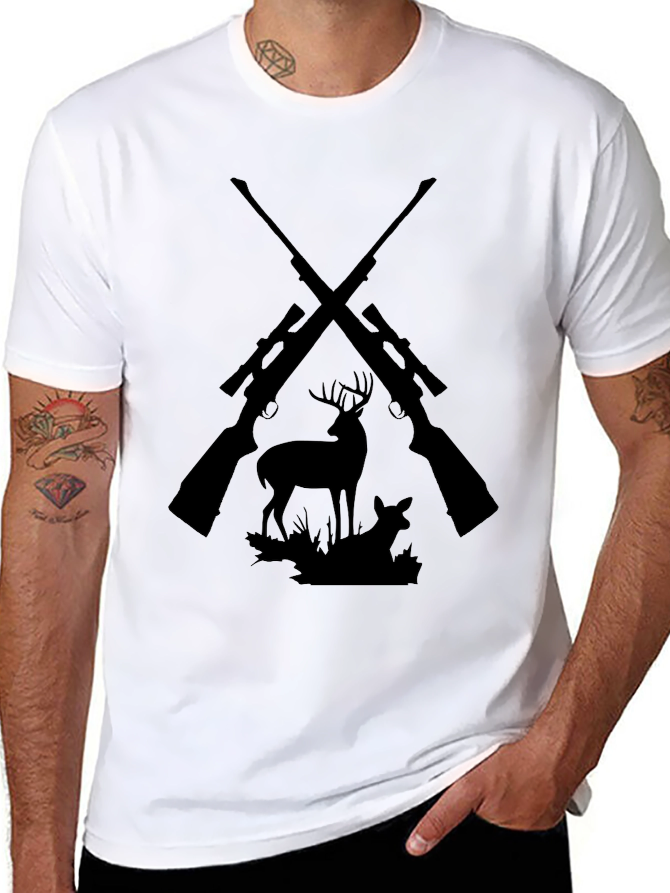 Hunting Graphic Tee - Deer & Rifles