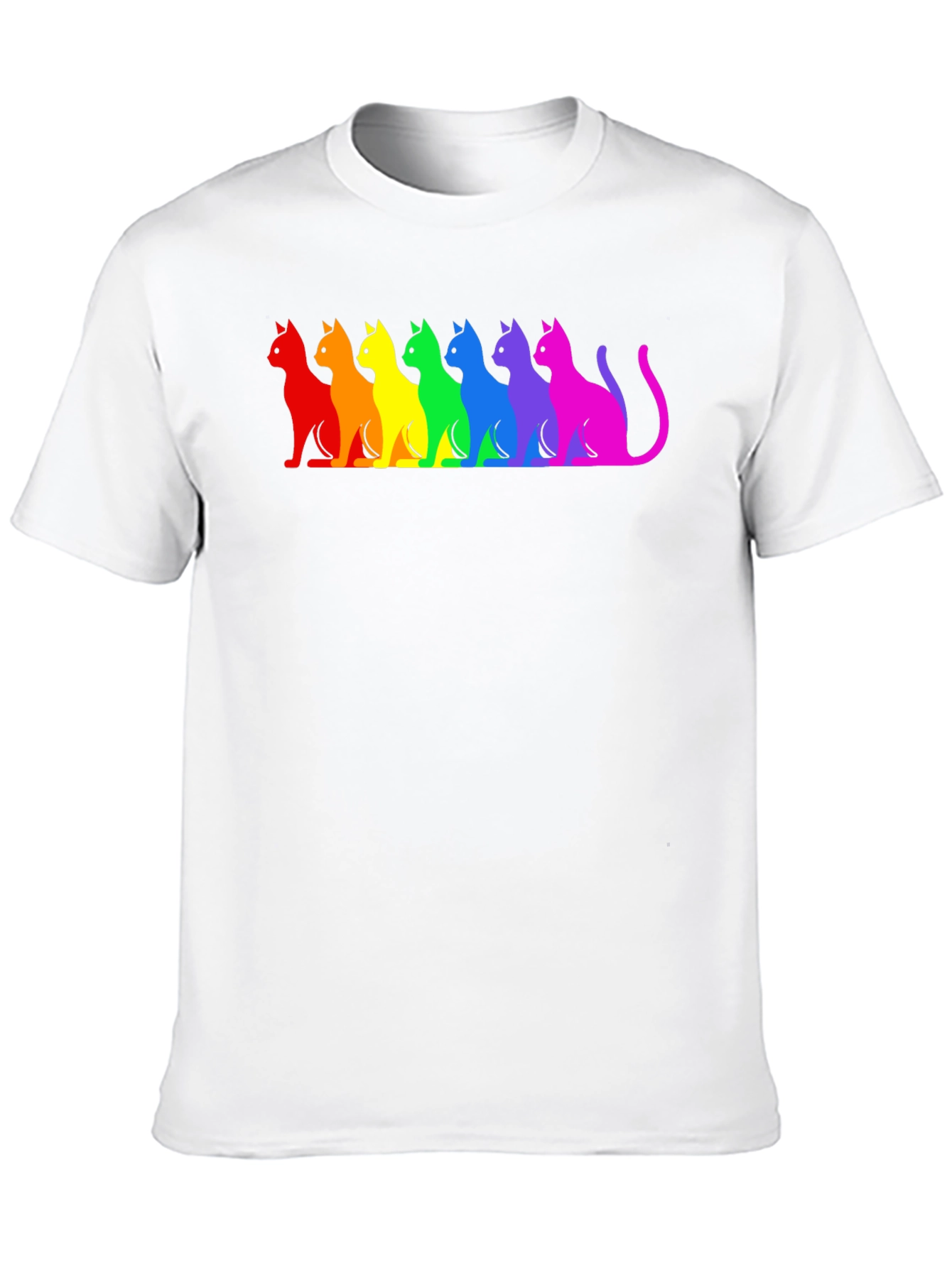Rainbow Cat Silhouette Graphic Tee - Black