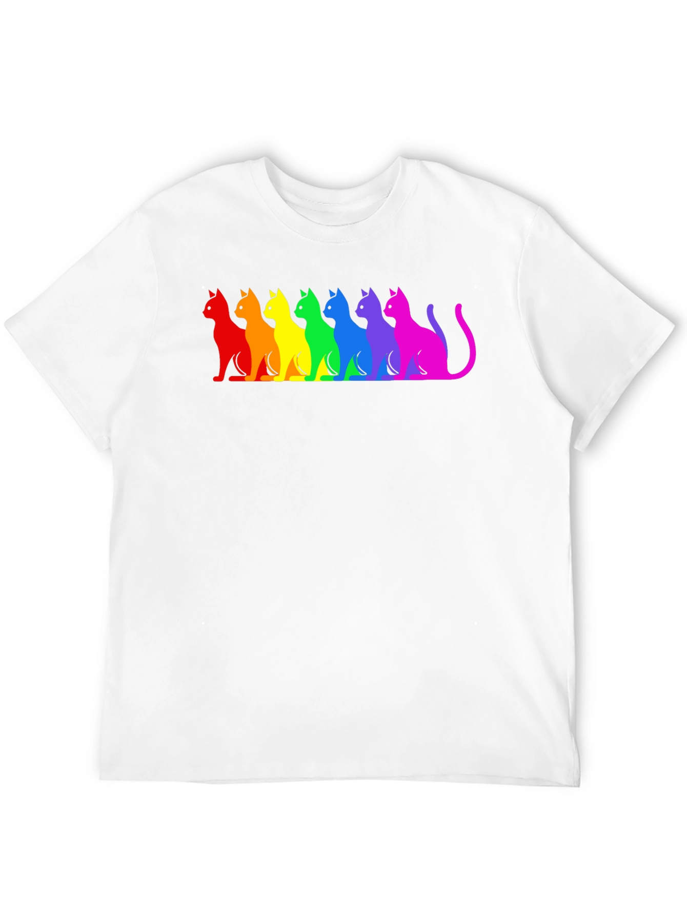 Rainbow Cat Silhouette Graphic Tee - Black