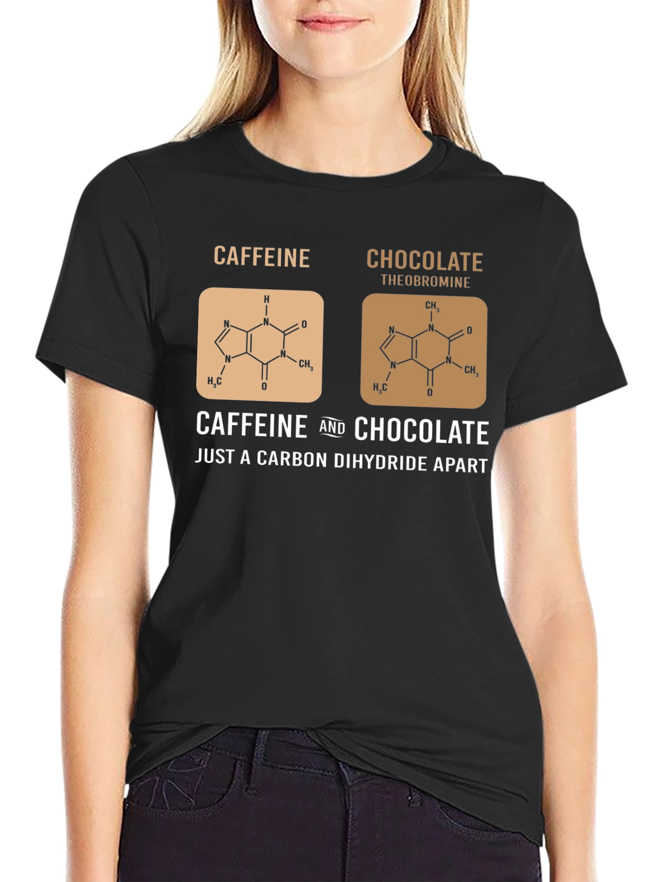 Caffeine & Chocolate Molecule Graphic T-Shirt