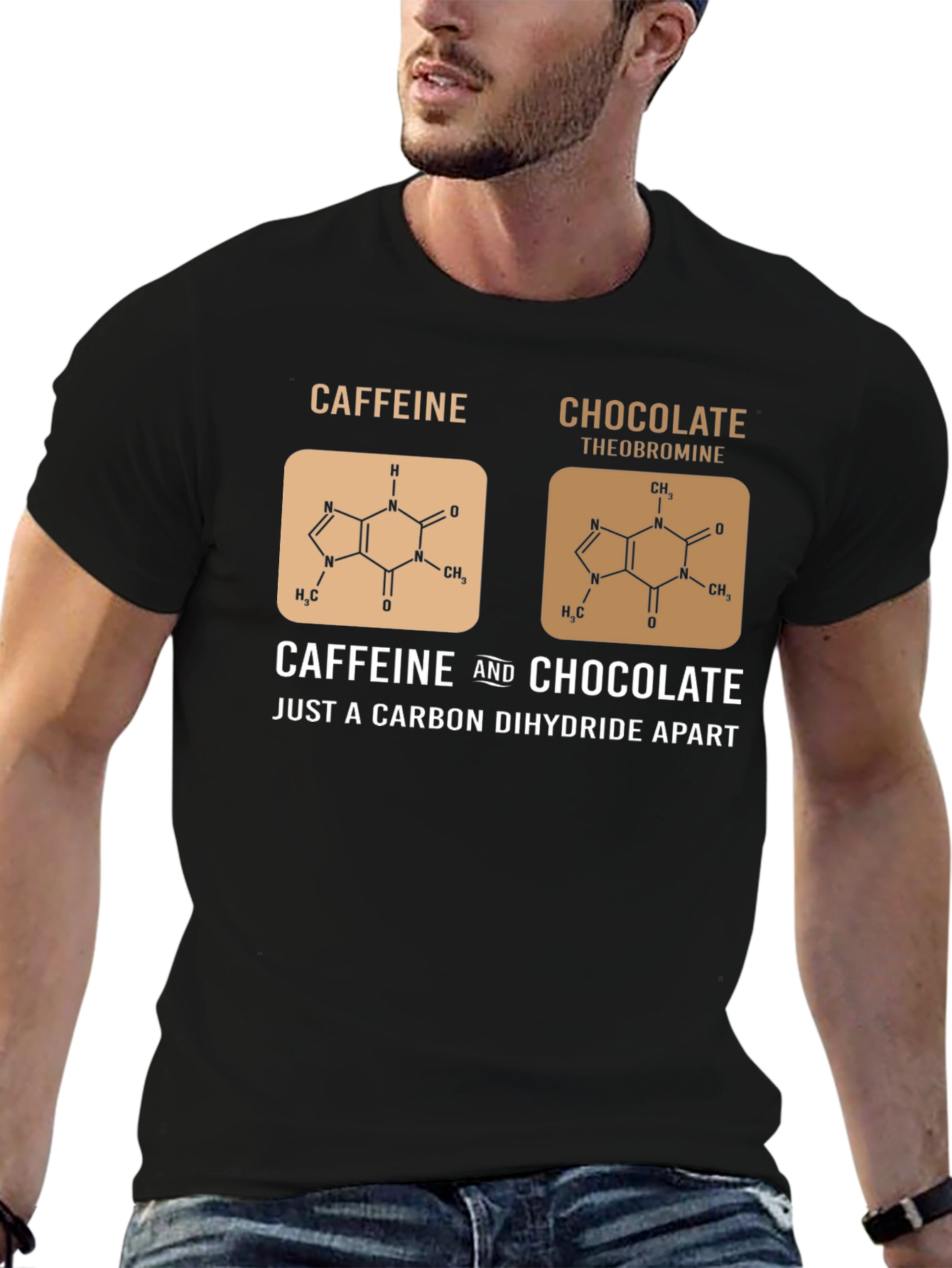 Caffeine & Chocolate Molecule Graphic T-Shirt