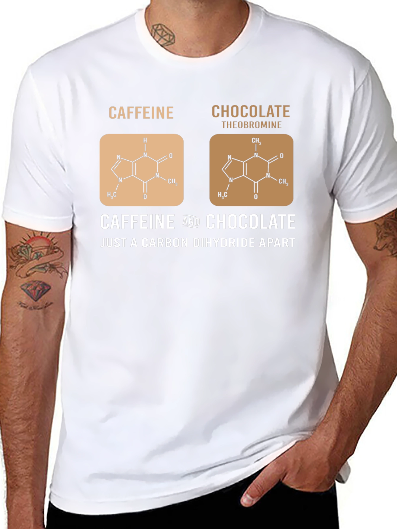 Caffeine & Chocolate Molecule Graphic T-Shirt
