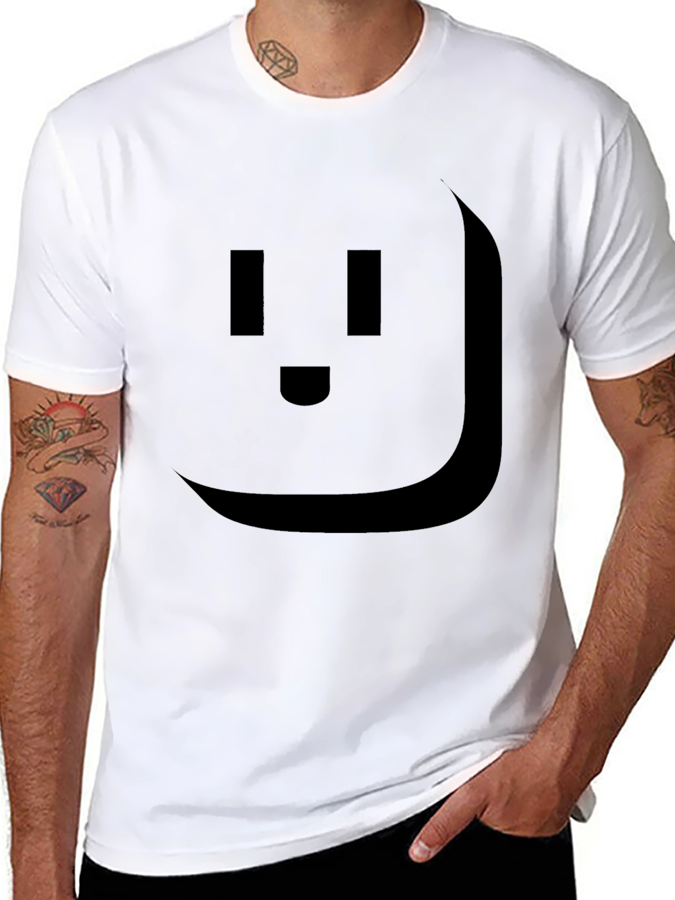 Geometric Face Black Graphic T-Shirt