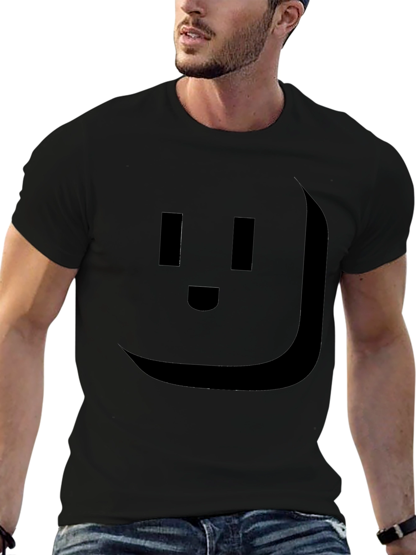 Geometric Face Black Graphic T-Shirt