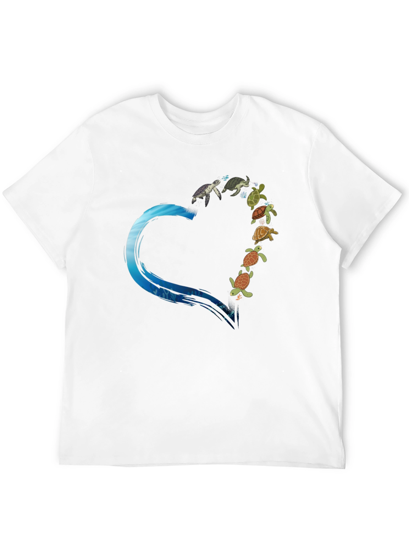 Turtle Heart Graphic Tee - Black Cotton T-Shirt