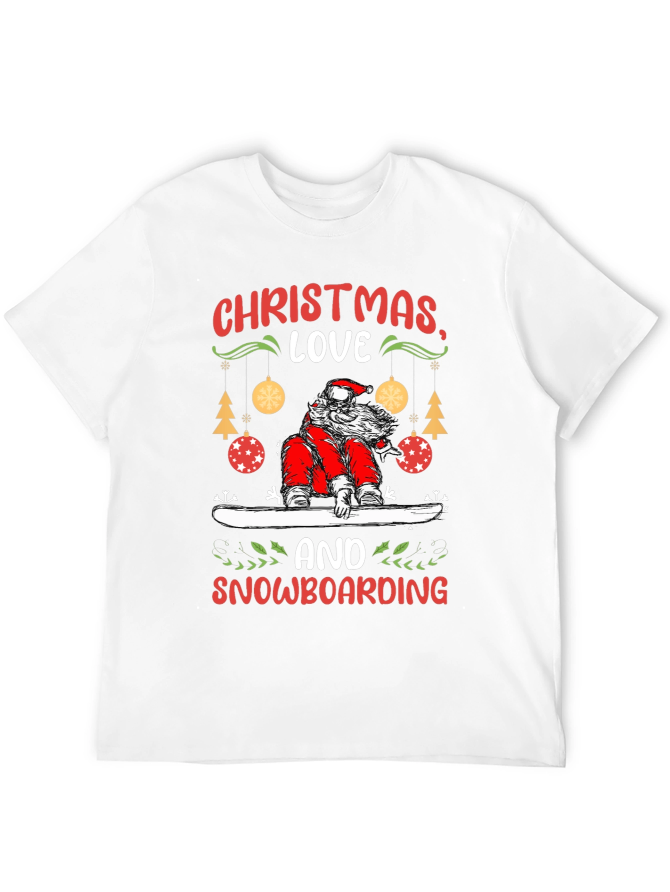 Christmas Santa Snowboarding T-Shirt