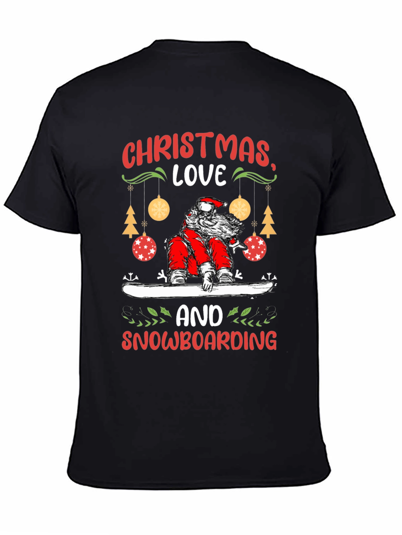 Christmas Santa Snowboarding T-Shirt