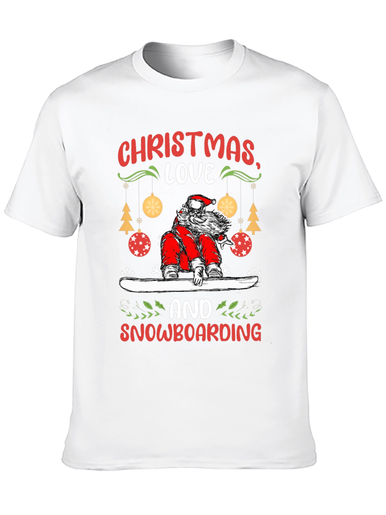 Christmas Santa Snowboarding T-Shirt