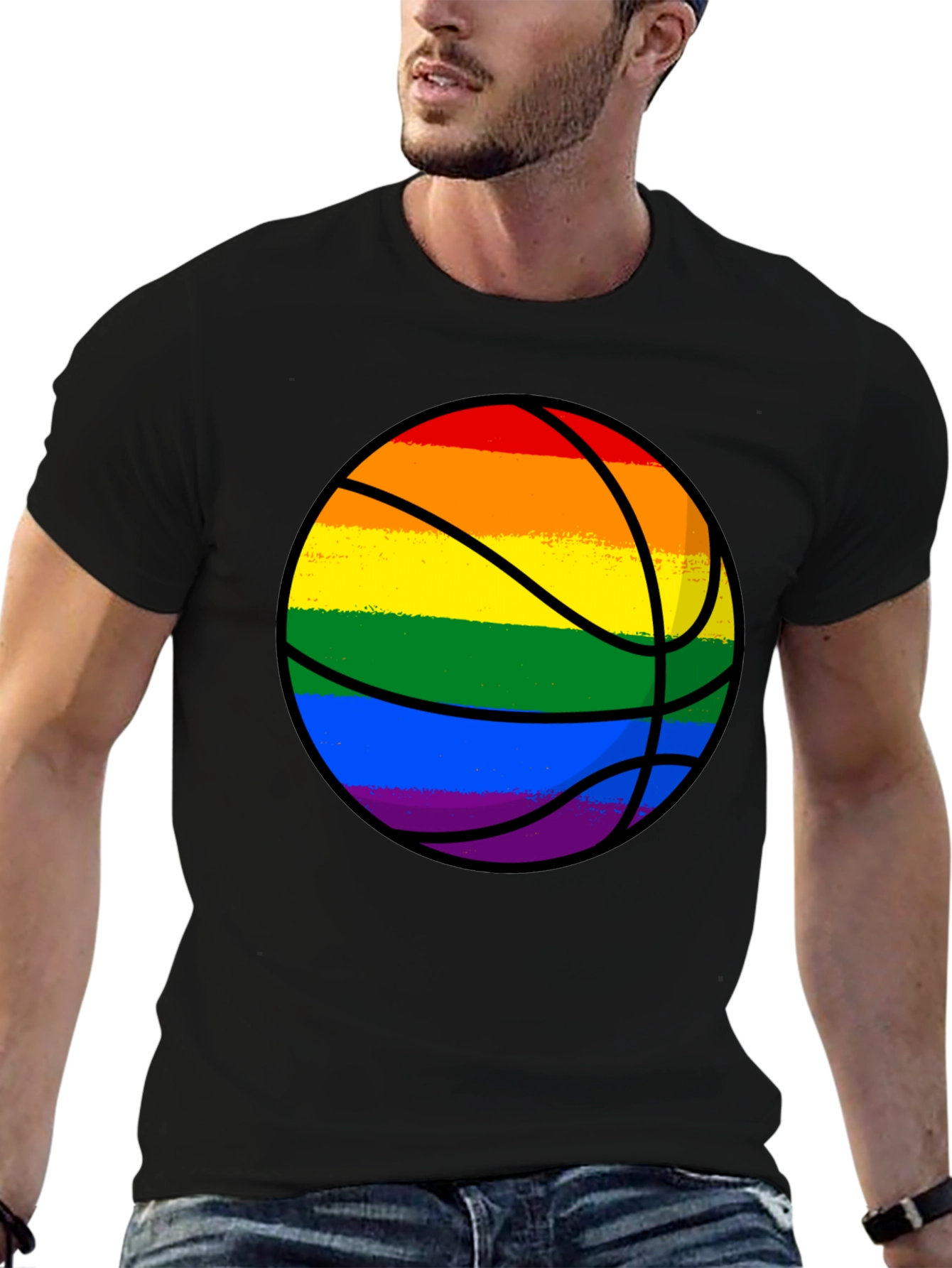 Rainbow Basketball Graphic Tee - Pride Style