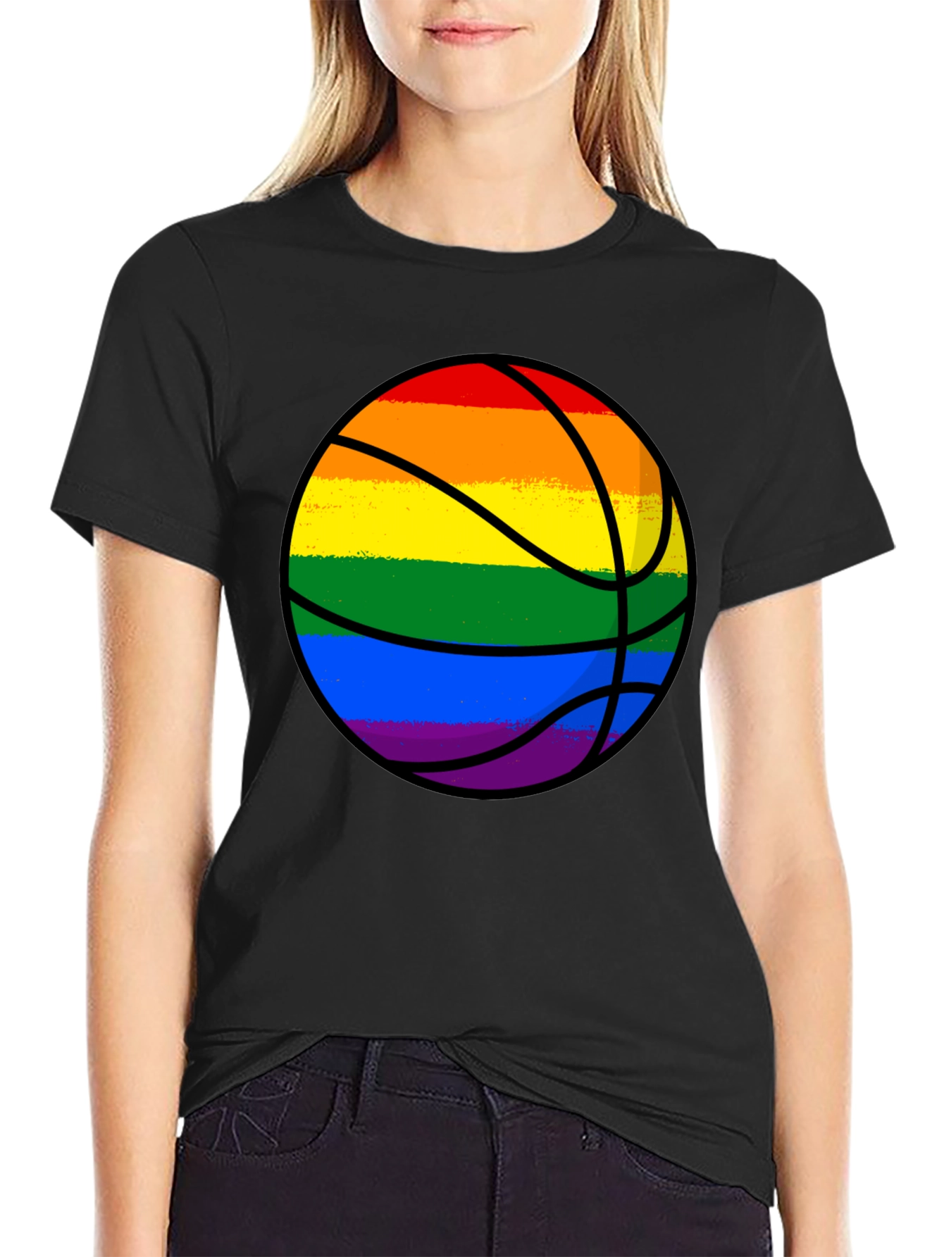 Rainbow Basketball Graphic Tee - Pride Style