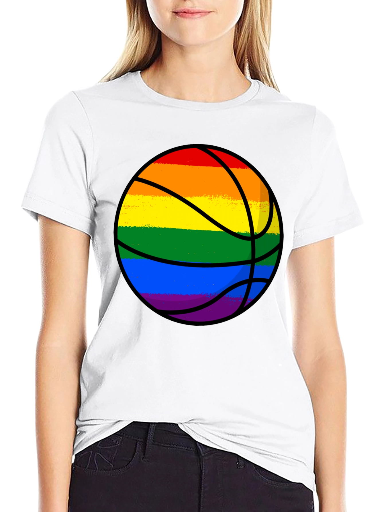 Rainbow Basketball Graphic Tee - Pride Style