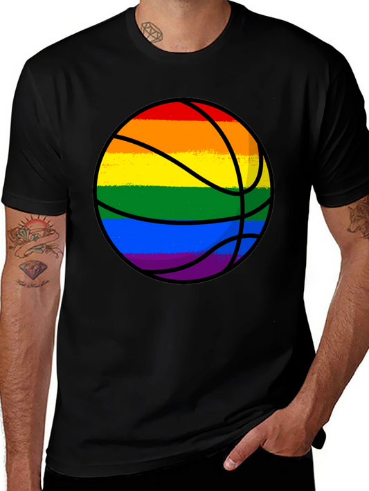 Rainbow Basketball Graphic Tee - Pride Style