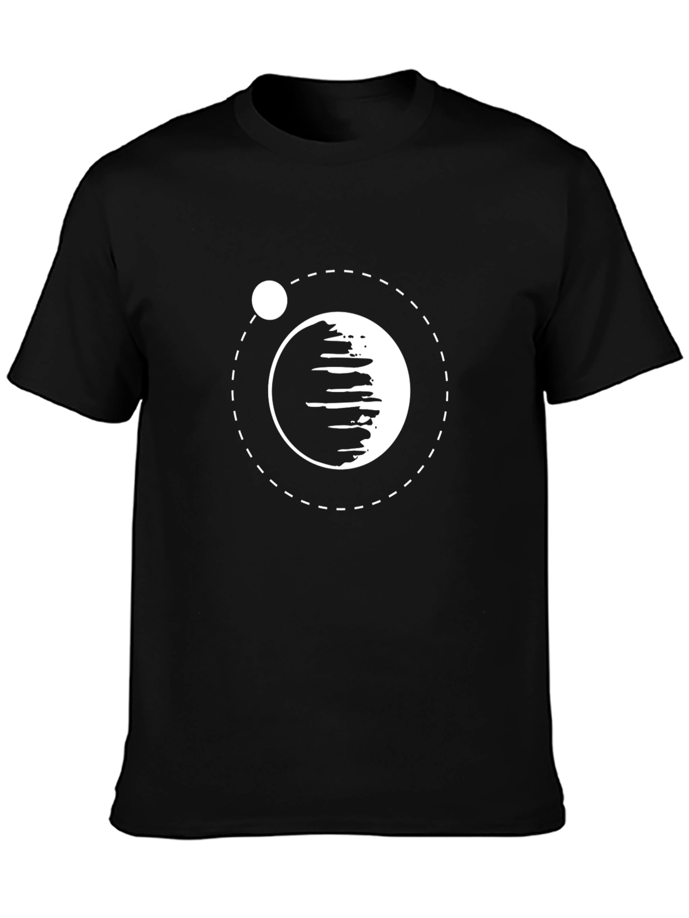 Abstract Planet Graphic Tee - Black Cotton Blend Shirt