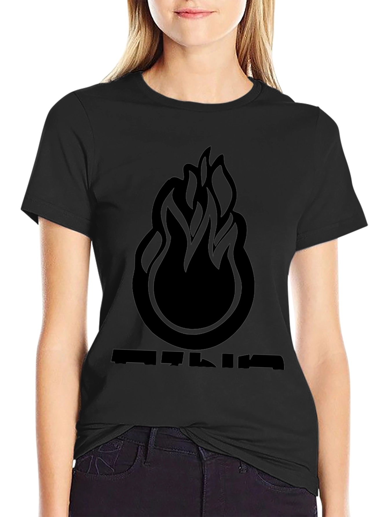 Bold Flame Graphic Black T-Shirt