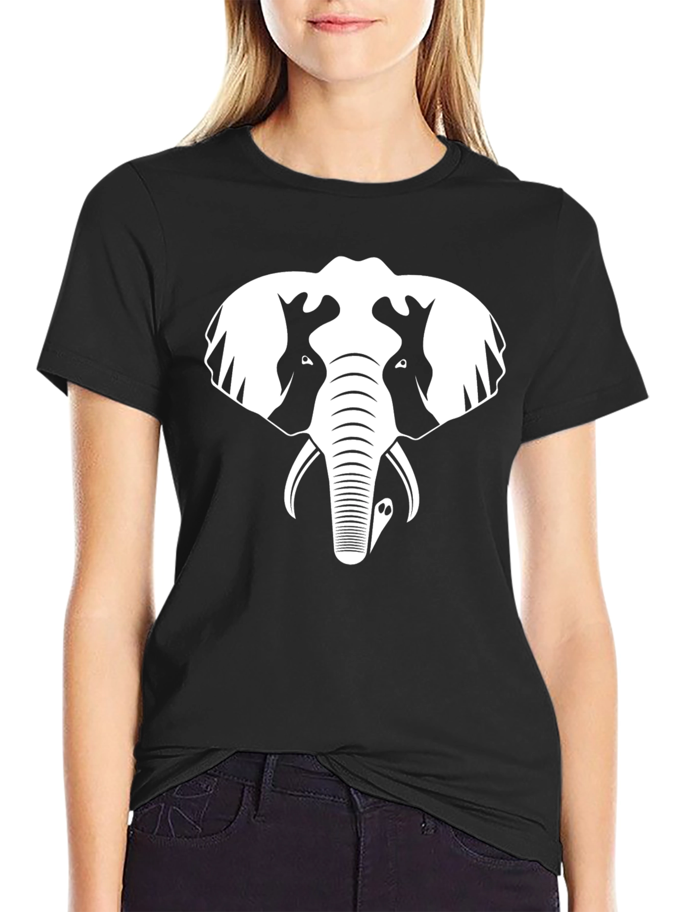 Elephant Graphic Tee - Stylish Black Cotton T-Shirt