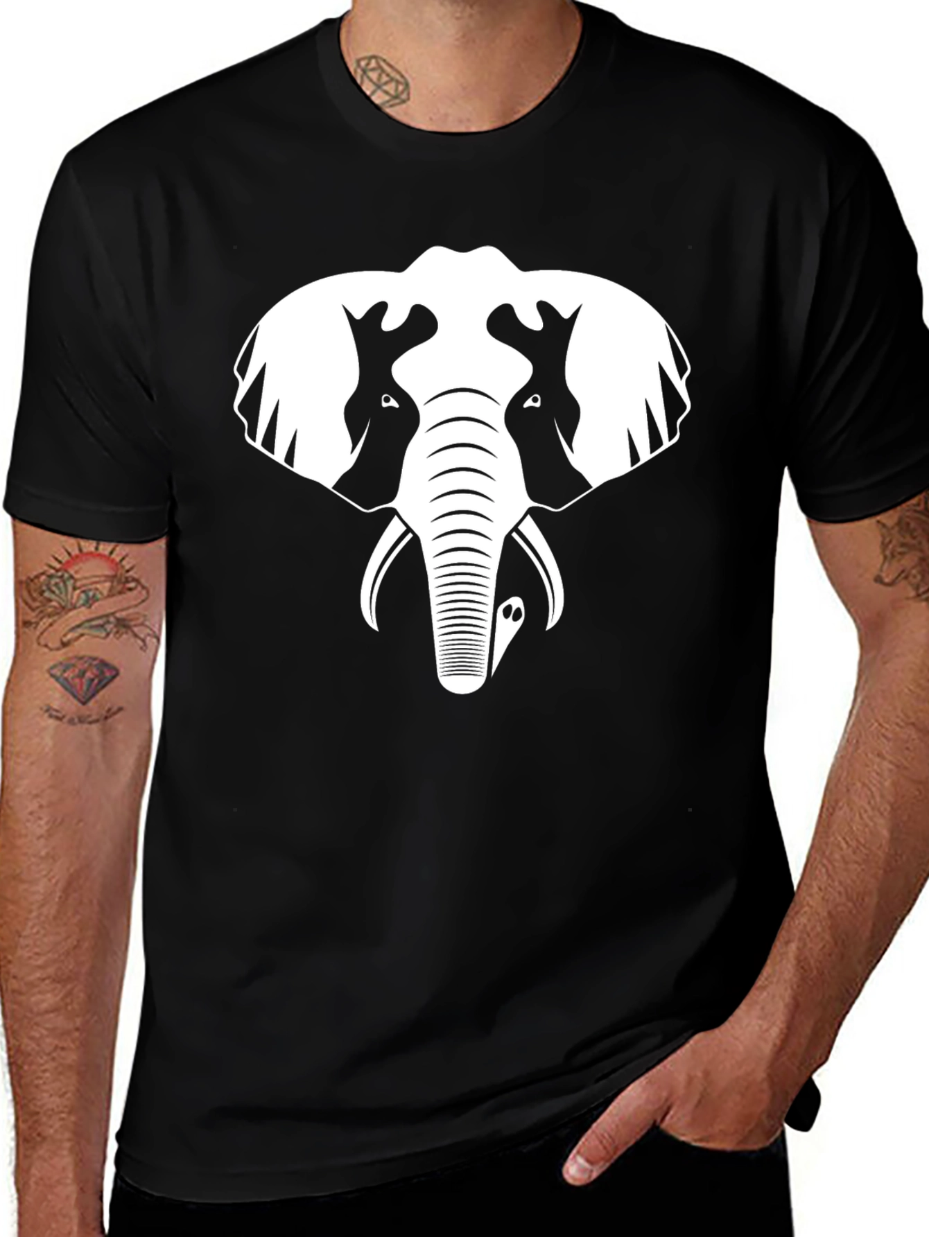 Elephant Graphic Tee - Stylish Black Cotton T-Shirt