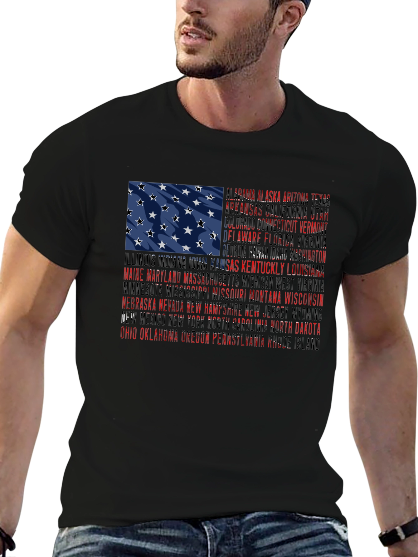 USA States Flag Graphic T-Shirt