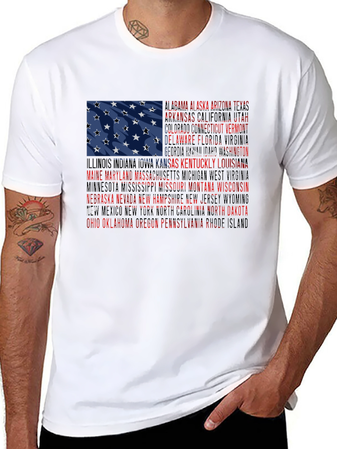 USA States Flag Graphic T-Shirt