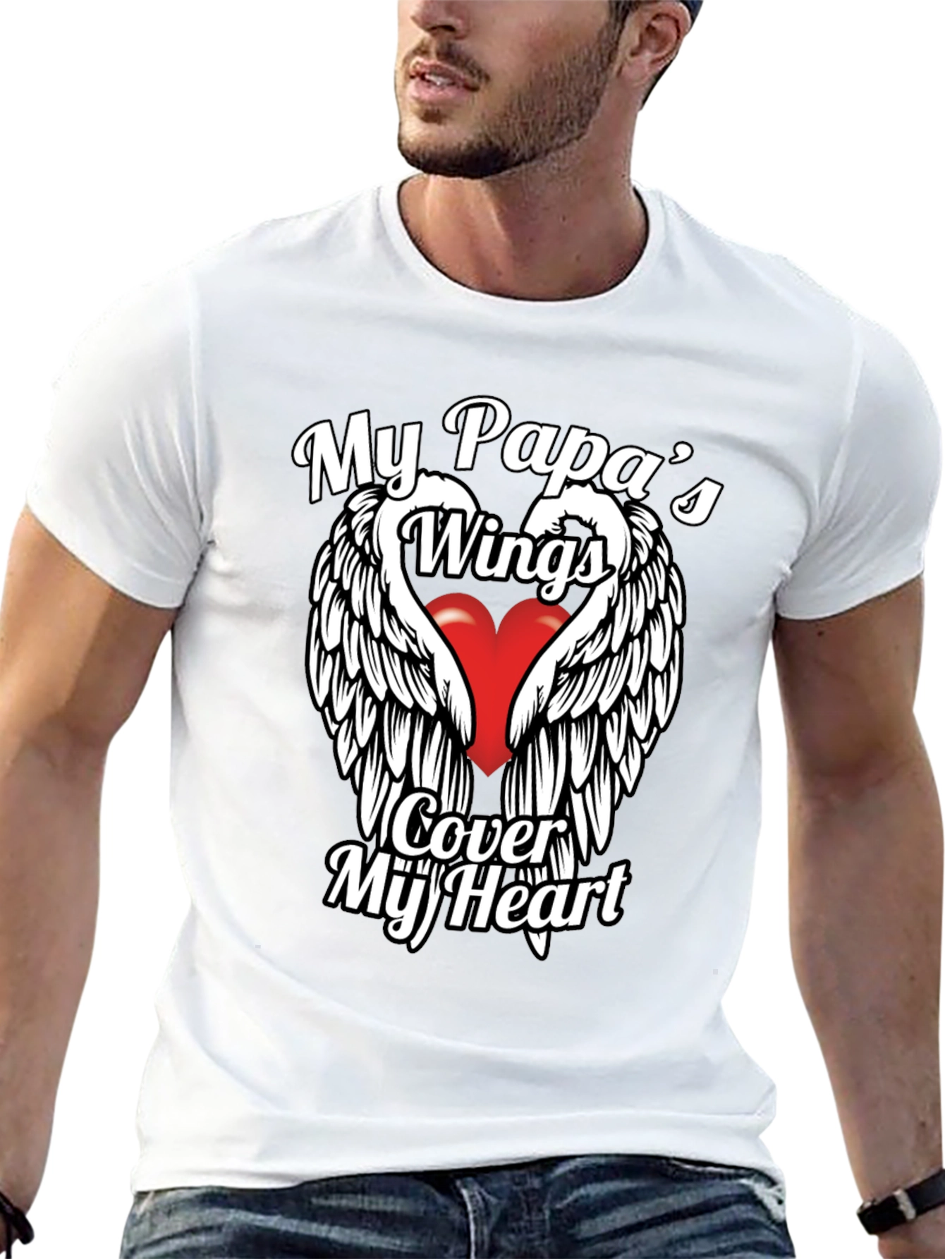 My Papas Wings Cover My Heart Graphic T-Shirt