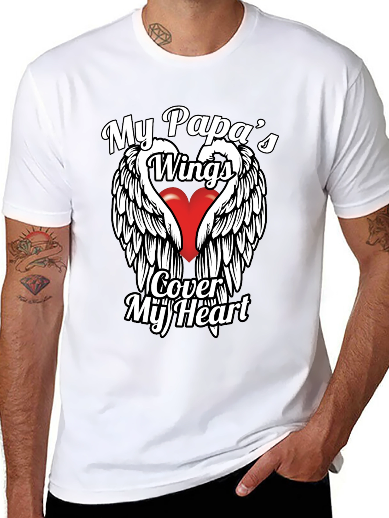 My Papas Wings Cover My Heart Graphic T-Shirt