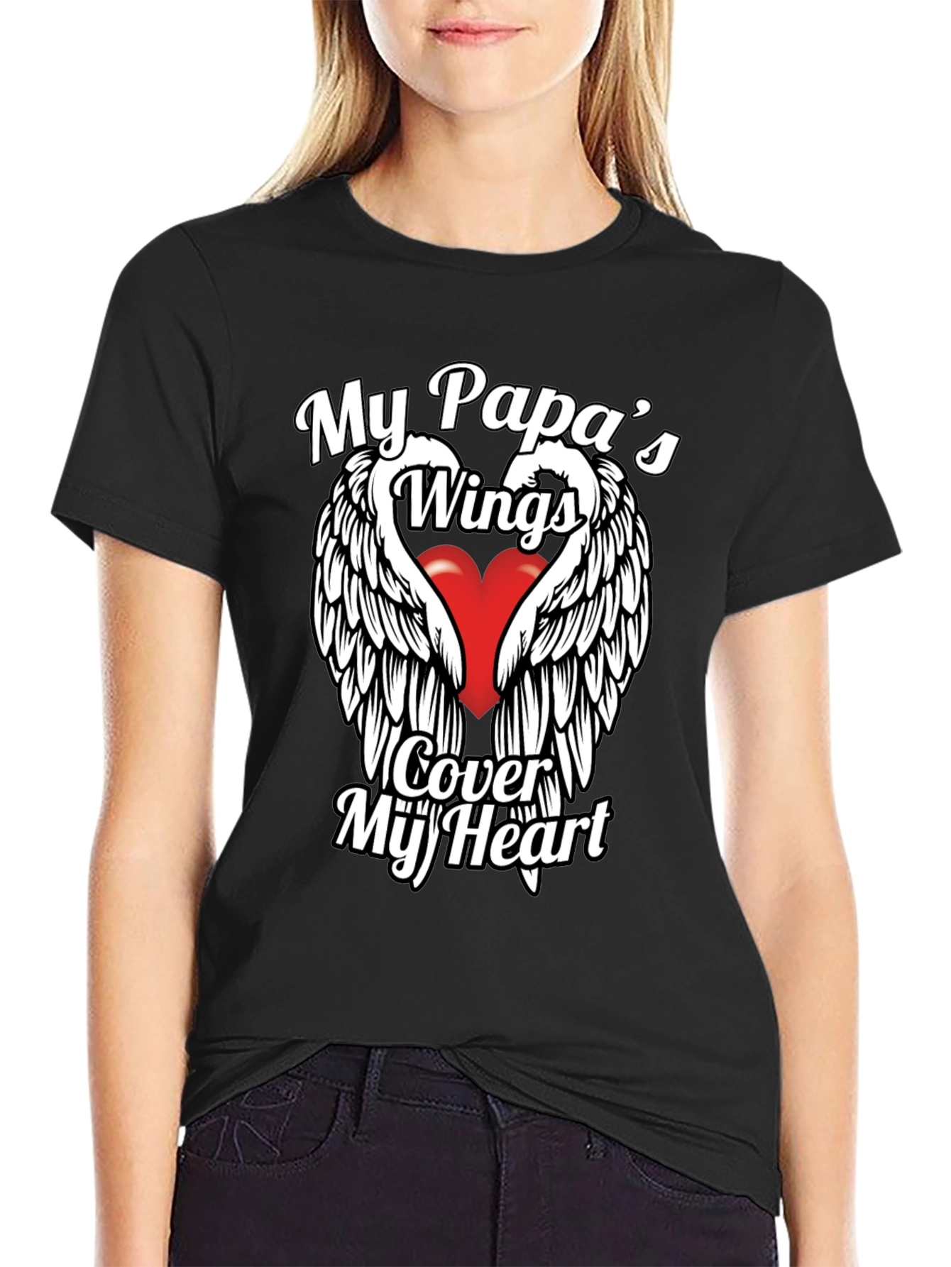My Papas Wings Cover My Heart Graphic T-Shirt
