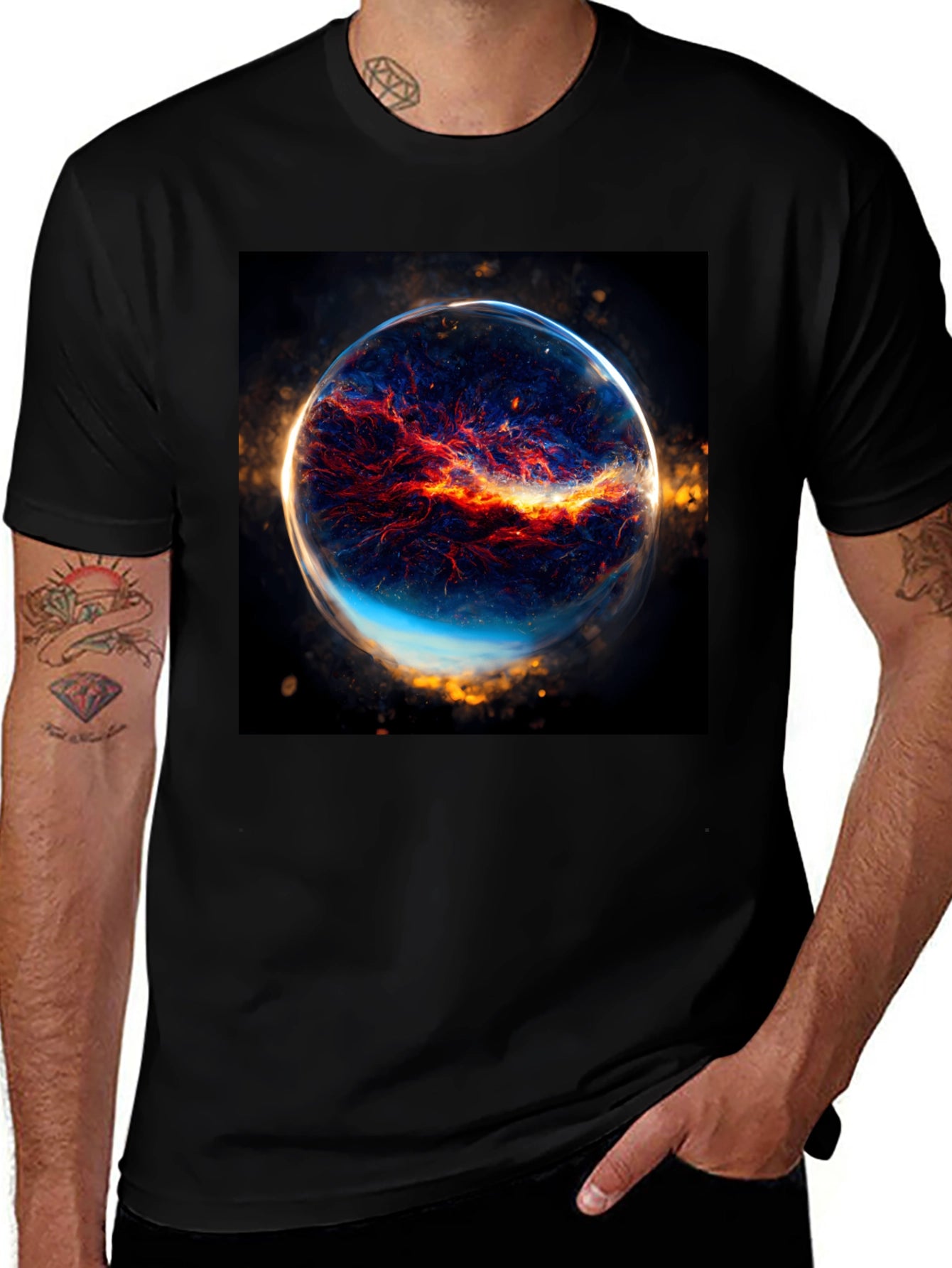 Nebula Sphere Graphic Black T-Shirt