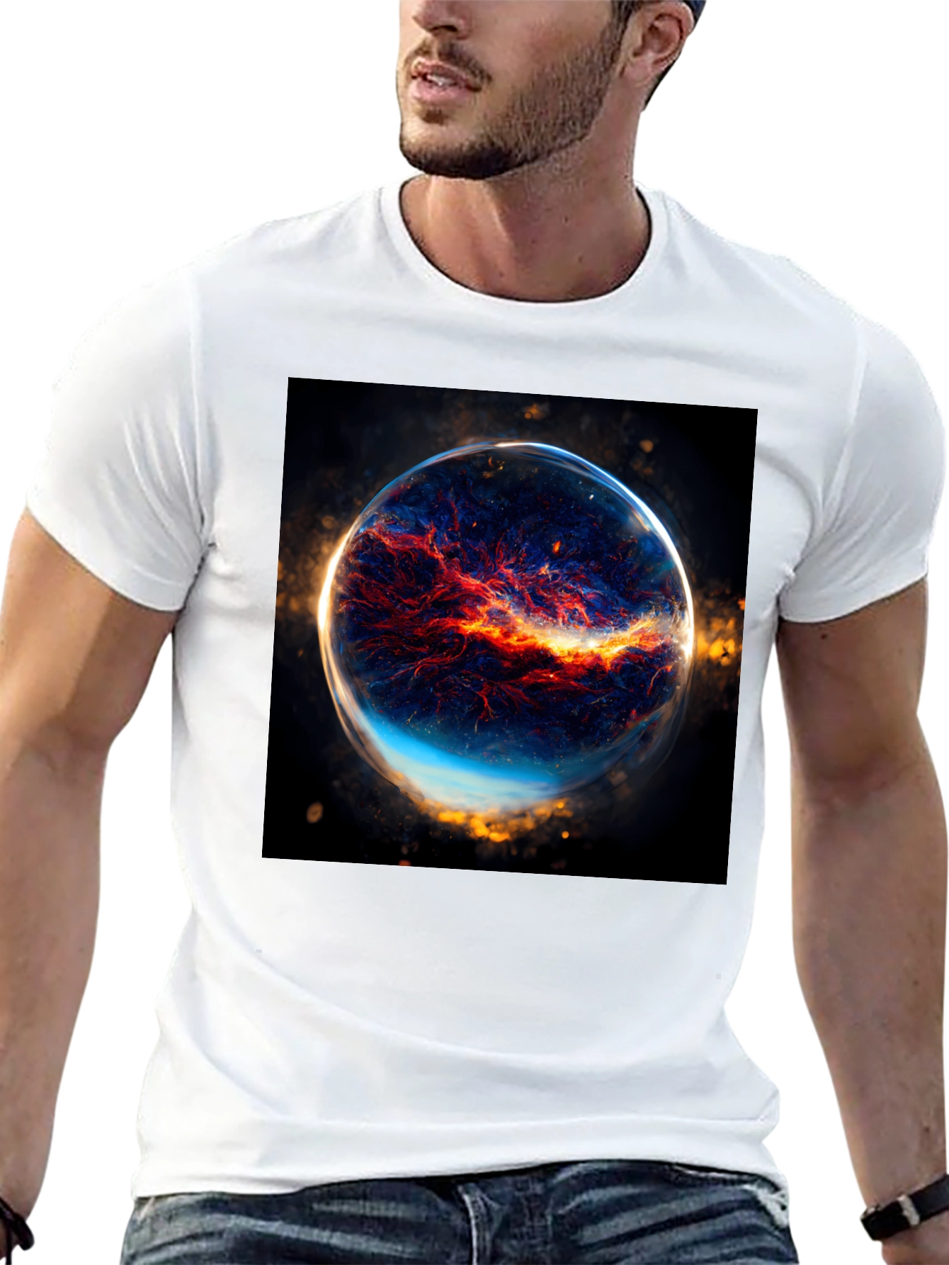 Nebula Sphere Graphic Black T-Shirt