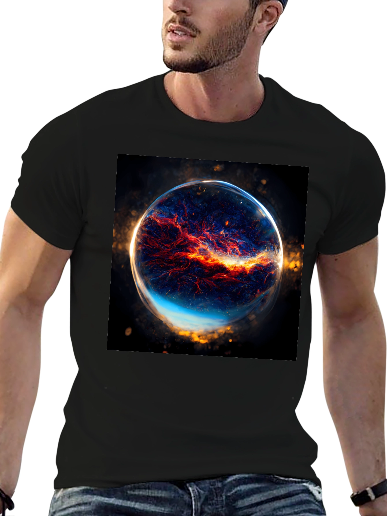 Nebula Sphere Graphic Black T-Shirt