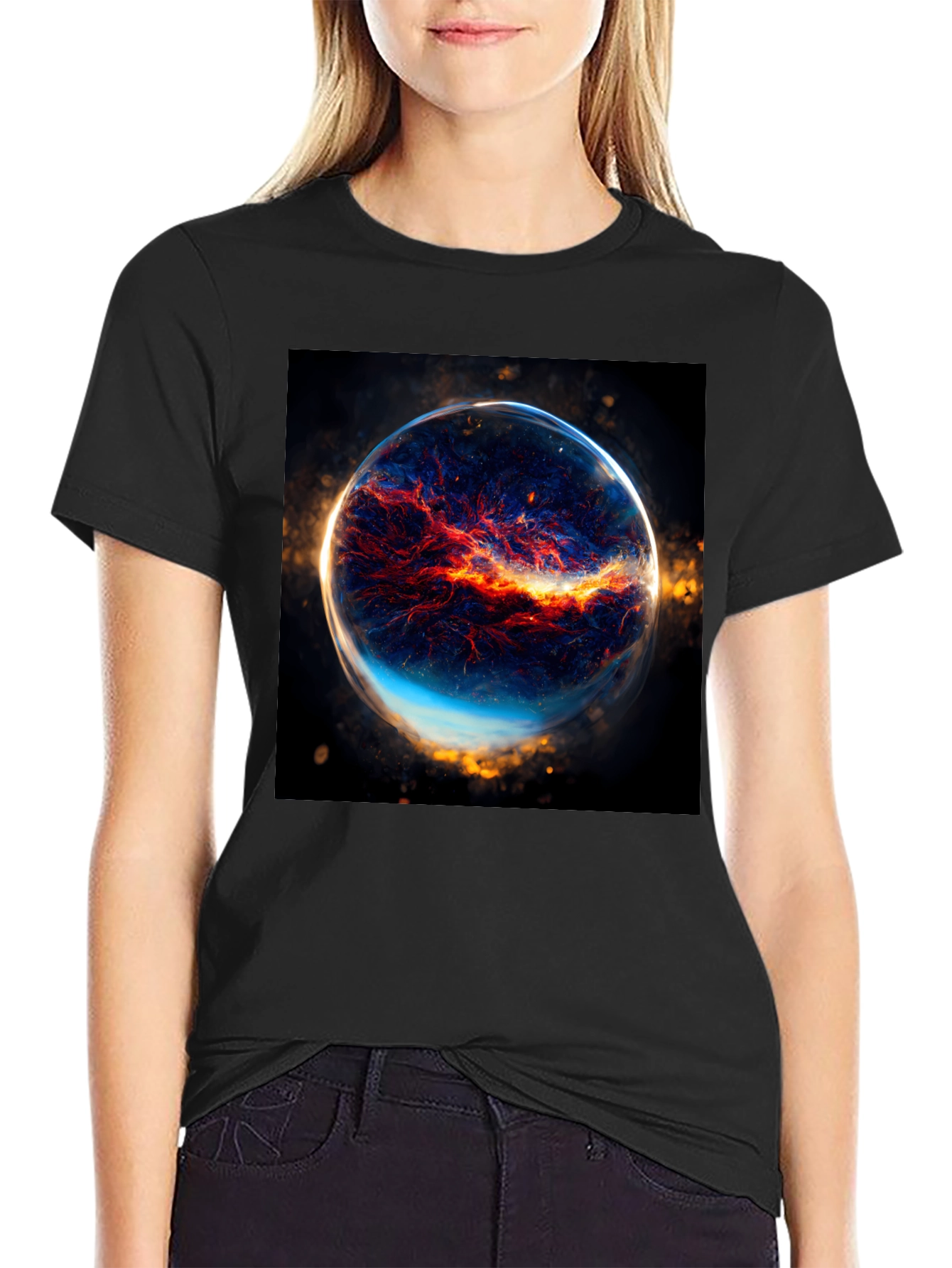 Nebula Sphere Graphic Black T-Shirt