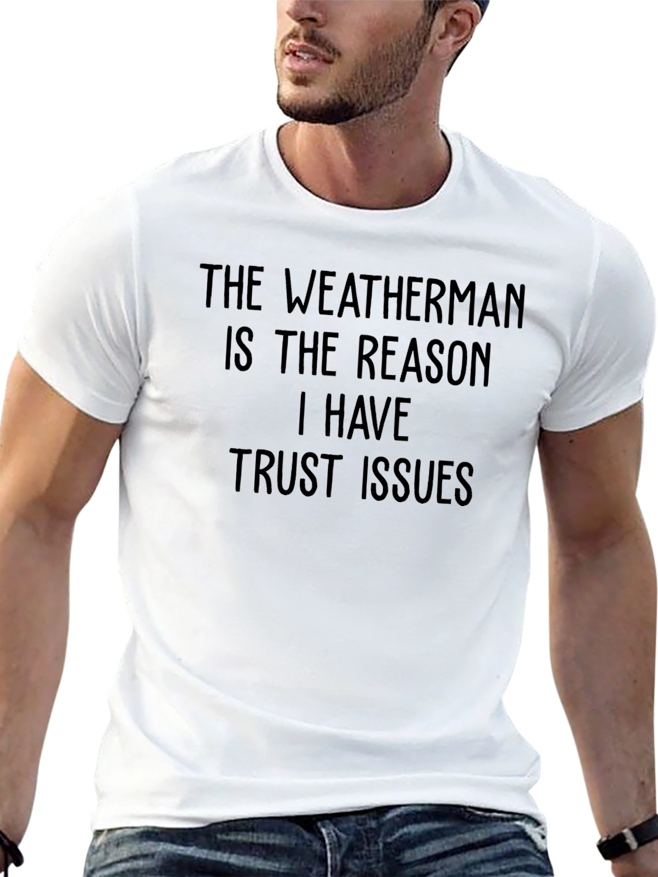 Funny Weatherman Trust Issues Black T-Shirt