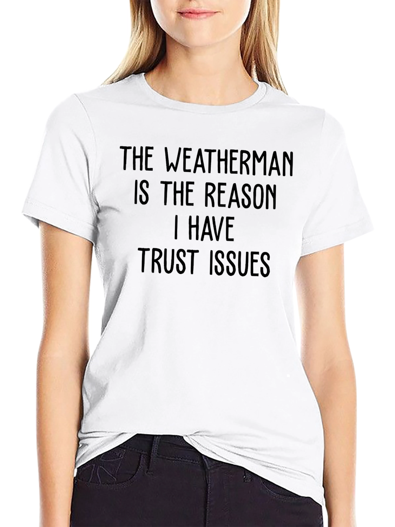 Funny Weatherman Trust Issues Black T-Shirt