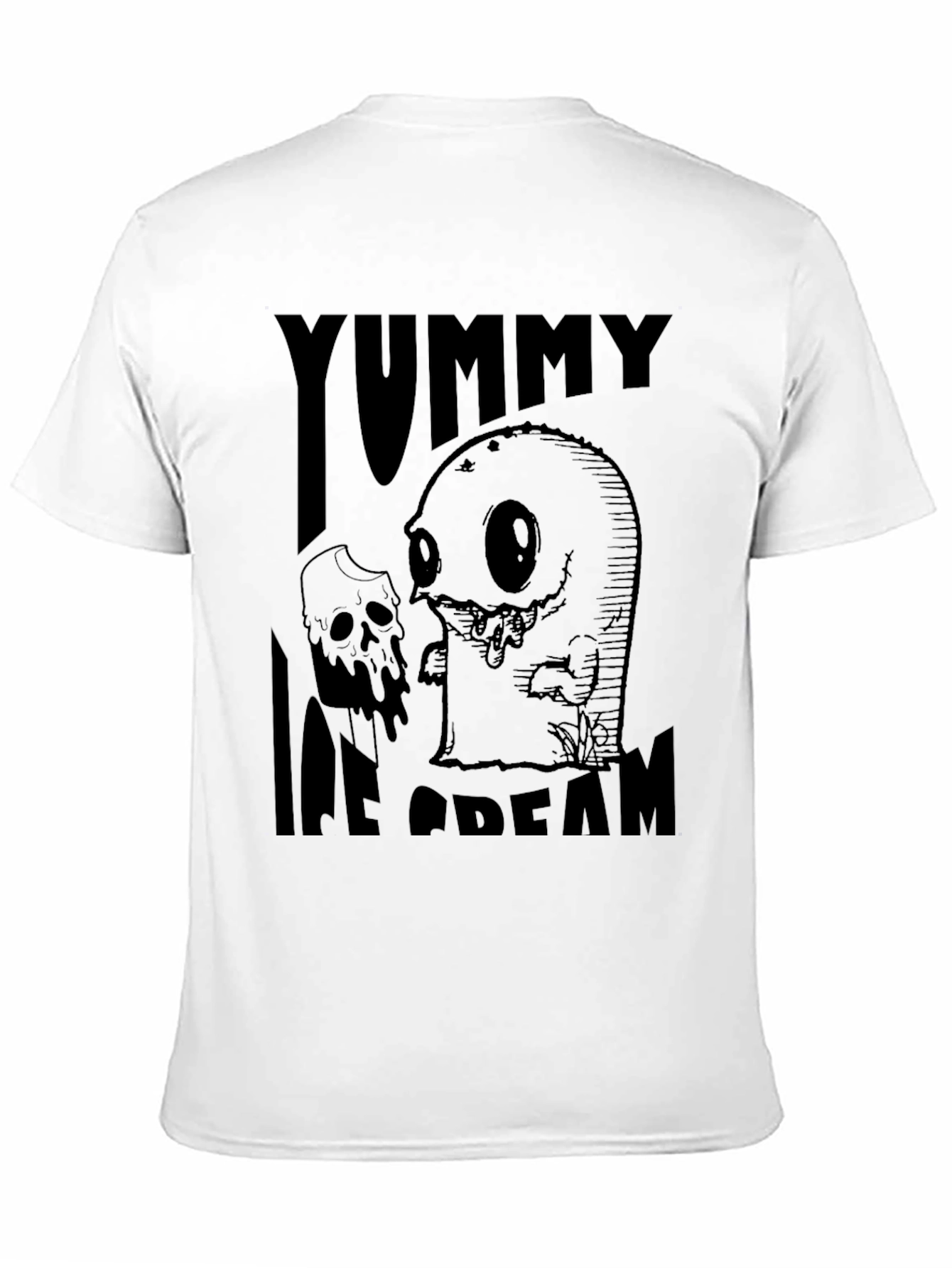Yummy Ice Cream Graphic Tee - Black Cotton T-Shirt