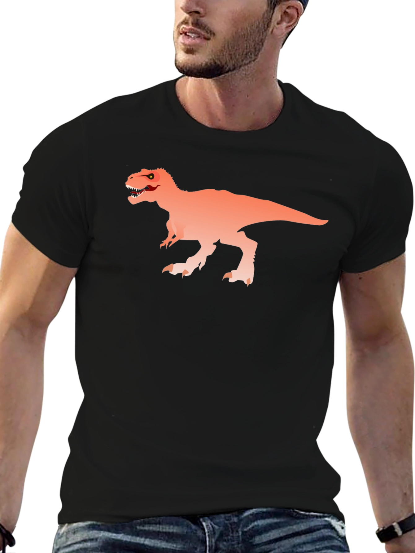 Dino Graphic Tee - Black Cotton T-Shirt