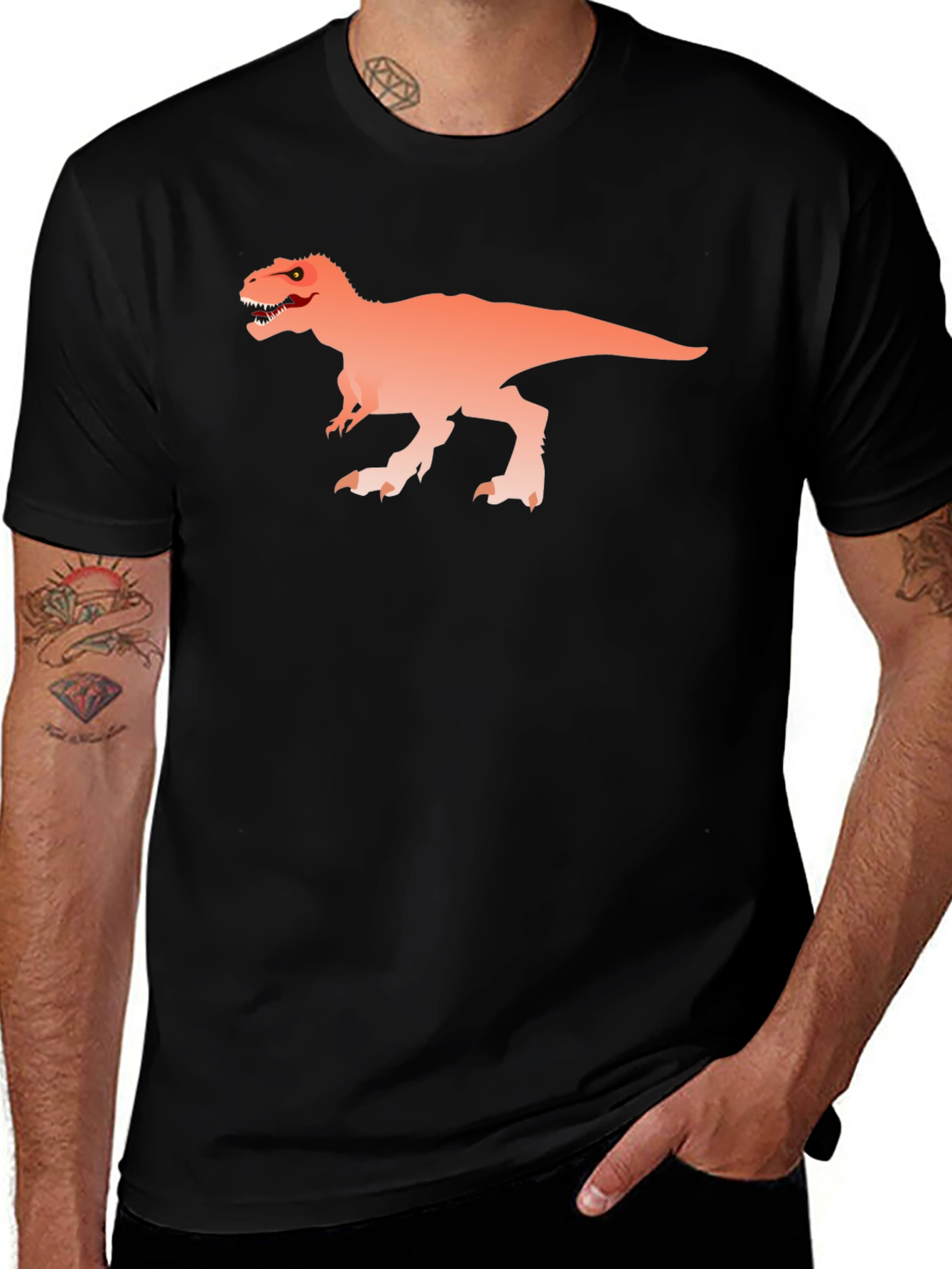 Dino Graphic Tee - Black Cotton T-Shirt