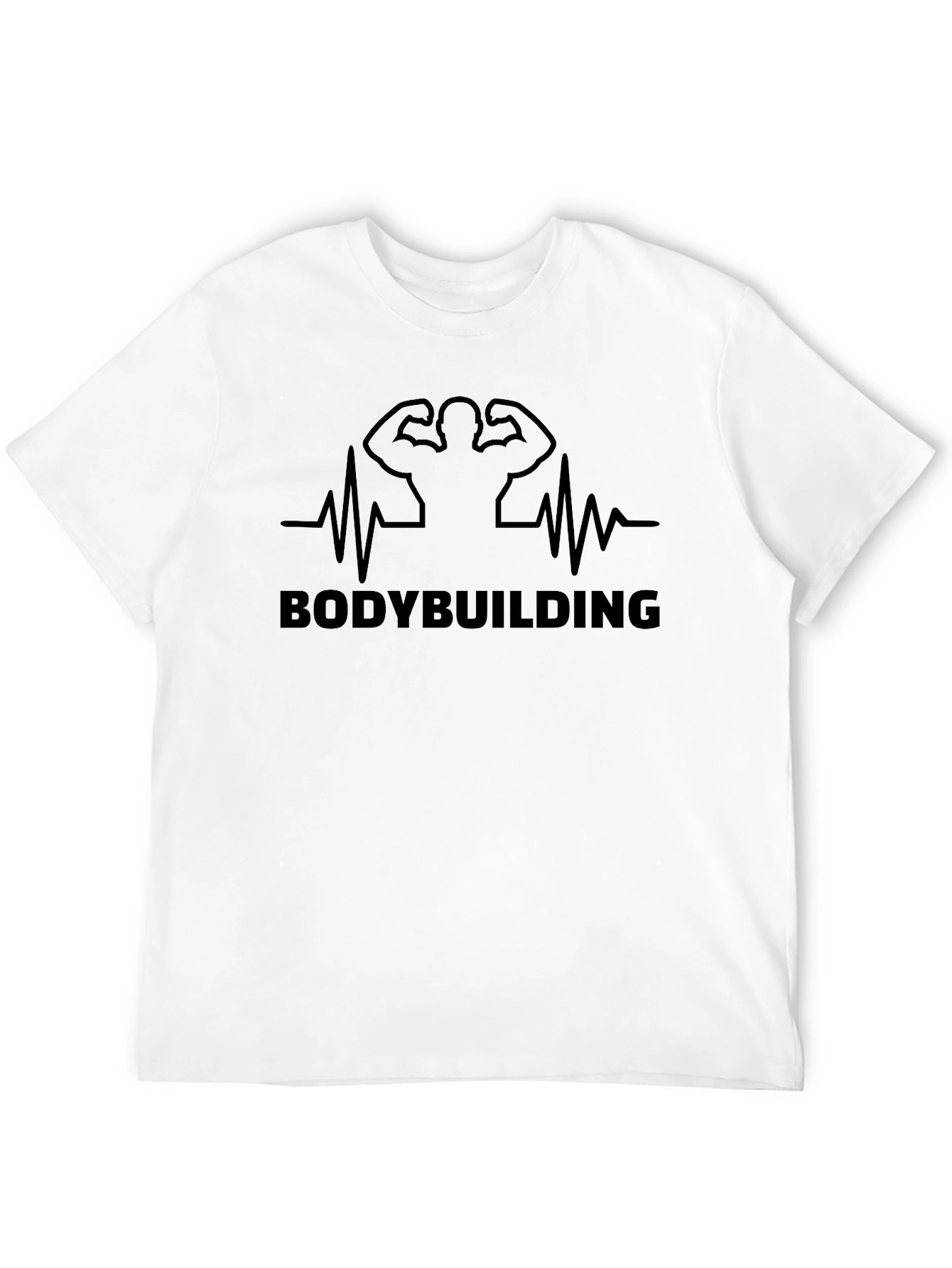 Bodybuilding Heartbeat Graphic Tee - Black
