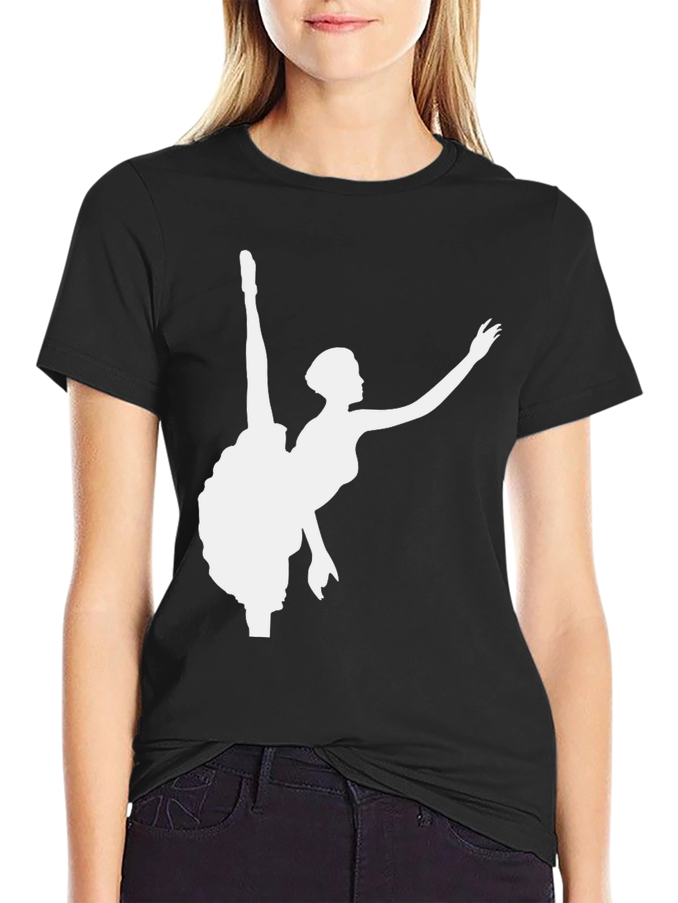 Ballerina Silhouette Graphic Tee - Black