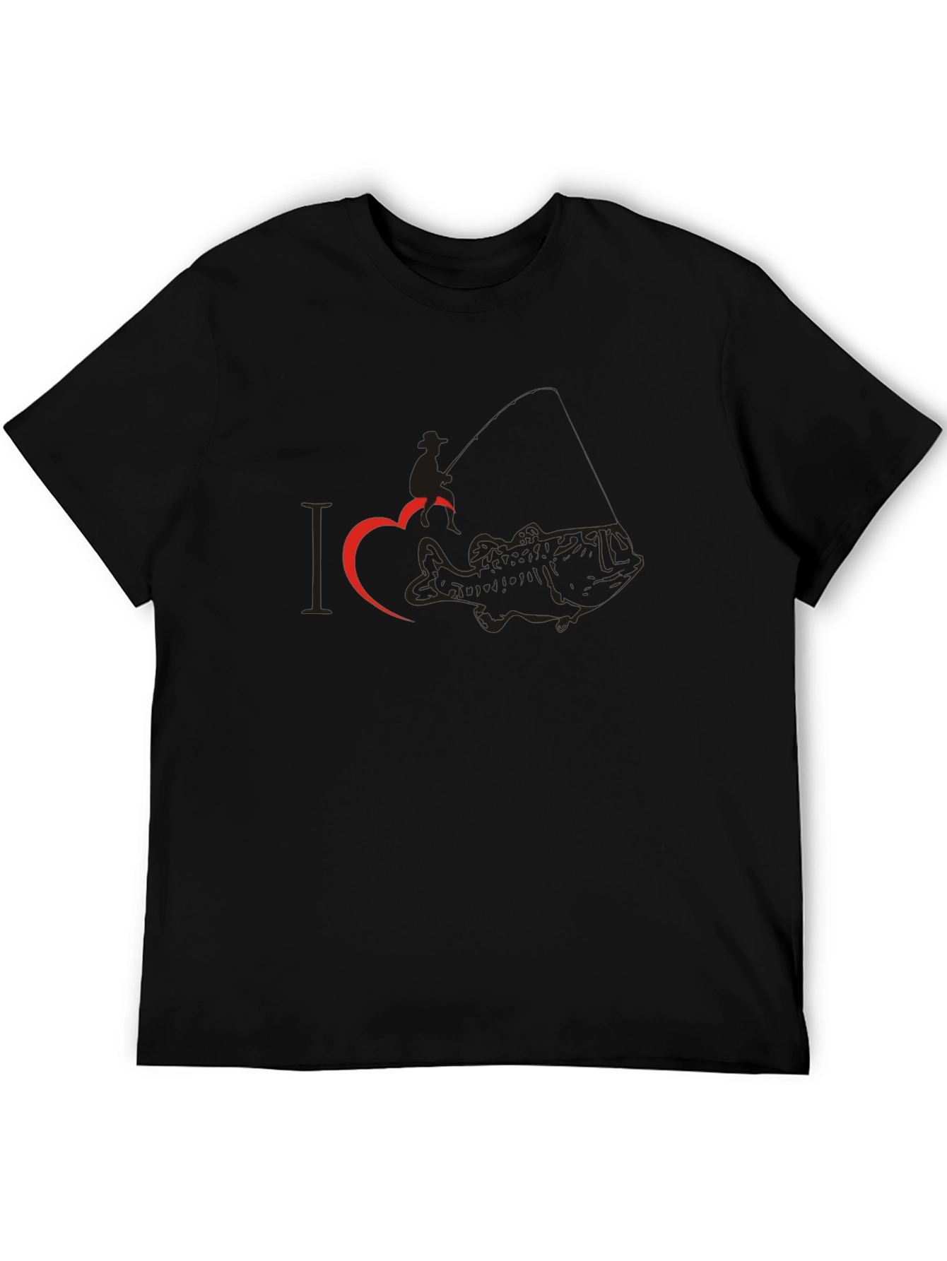 I Heart Bass Fishing T-Shirt - Black