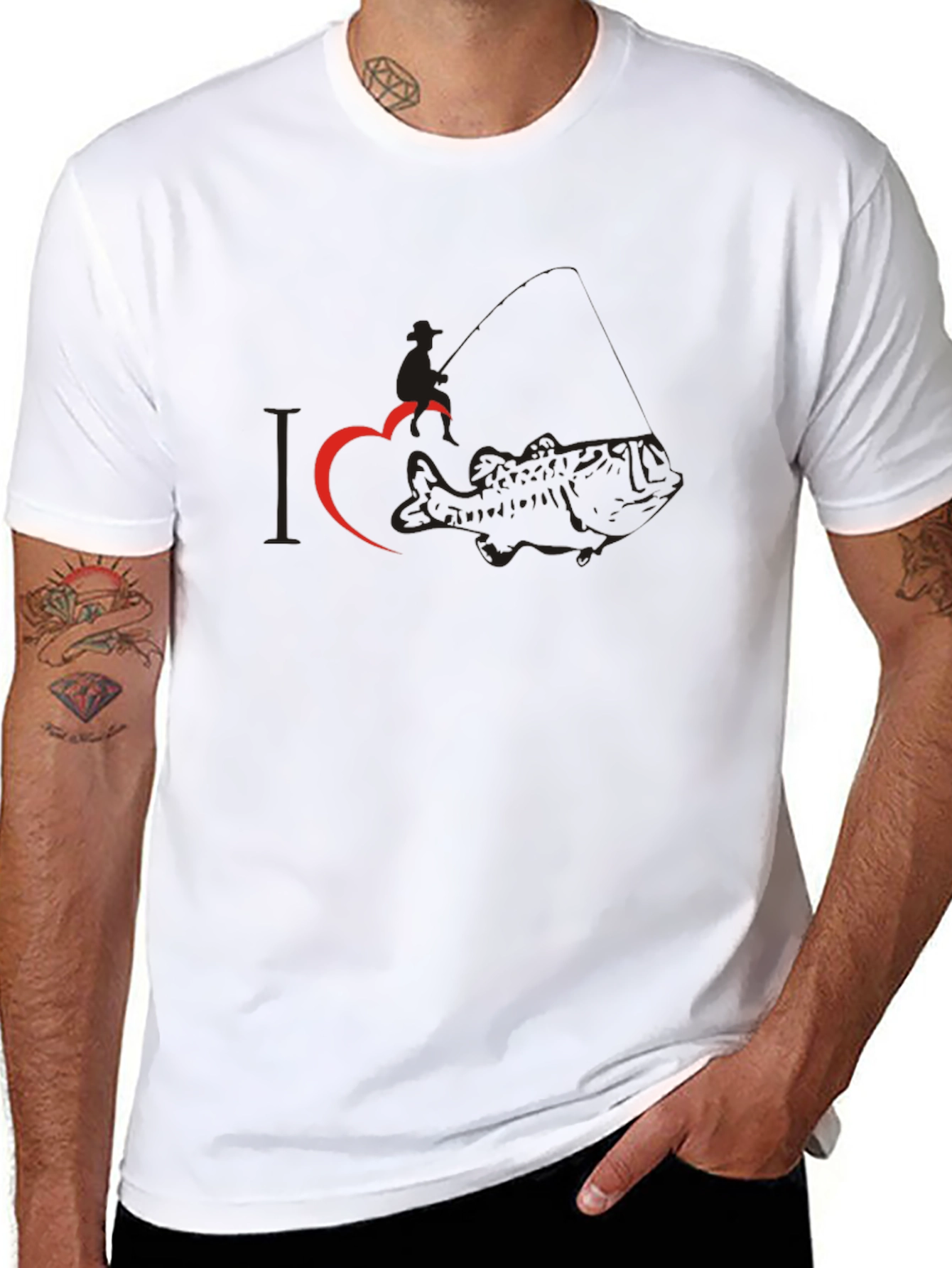 I Heart Bass Fishing T-Shirt - Black