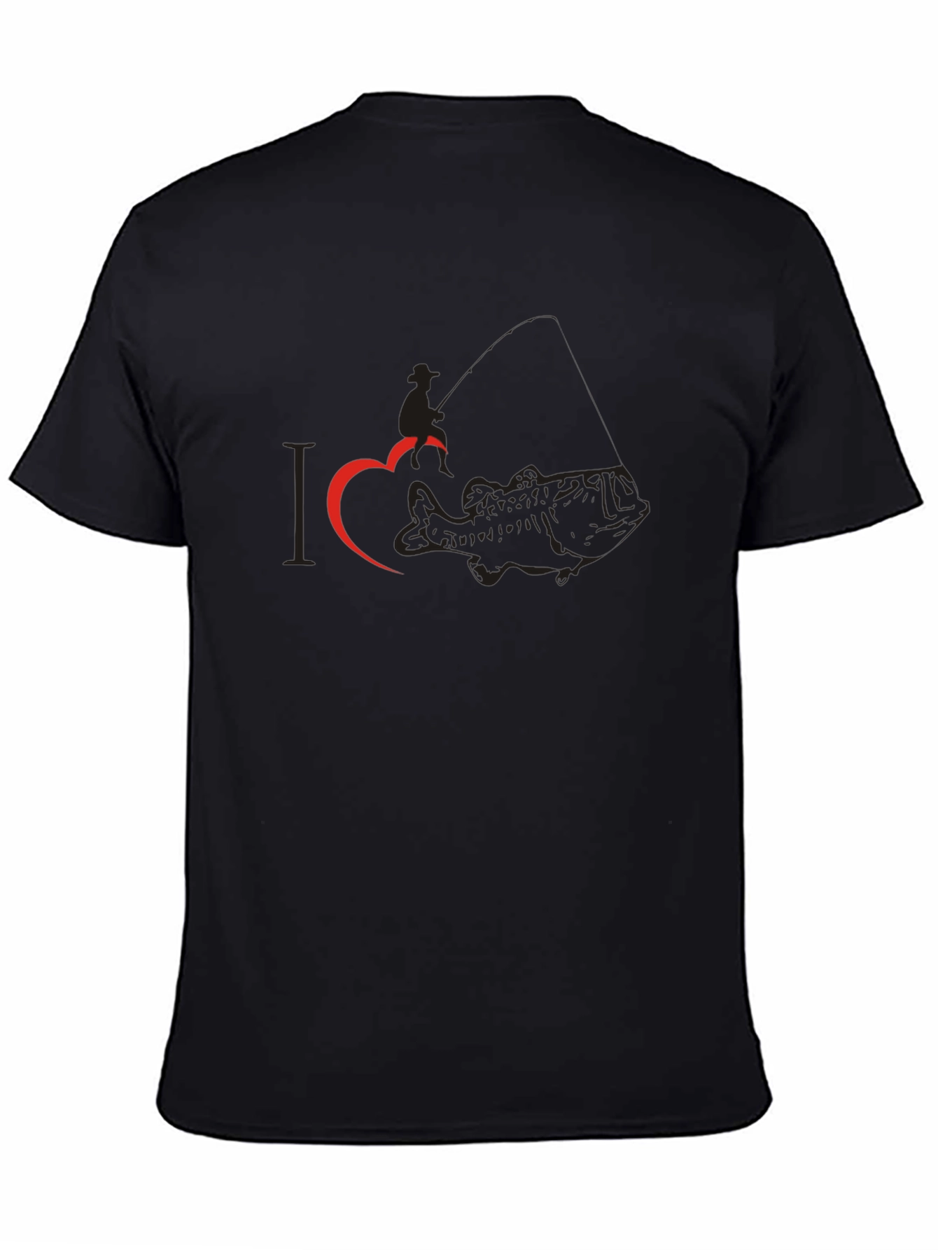 I Heart Bass Fishing T-Shirt - Black