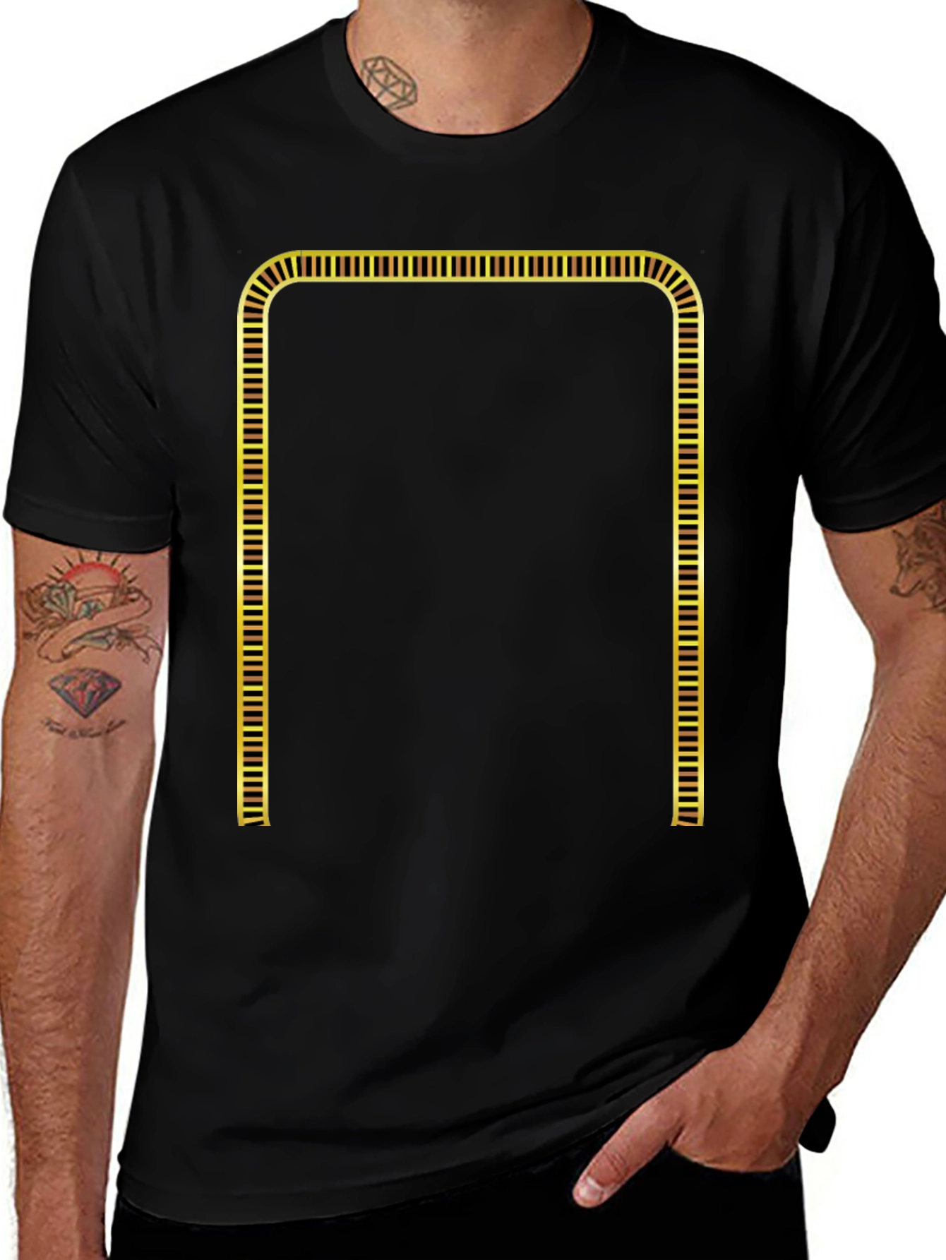 Geometric Gold Frame Black T-Shirt