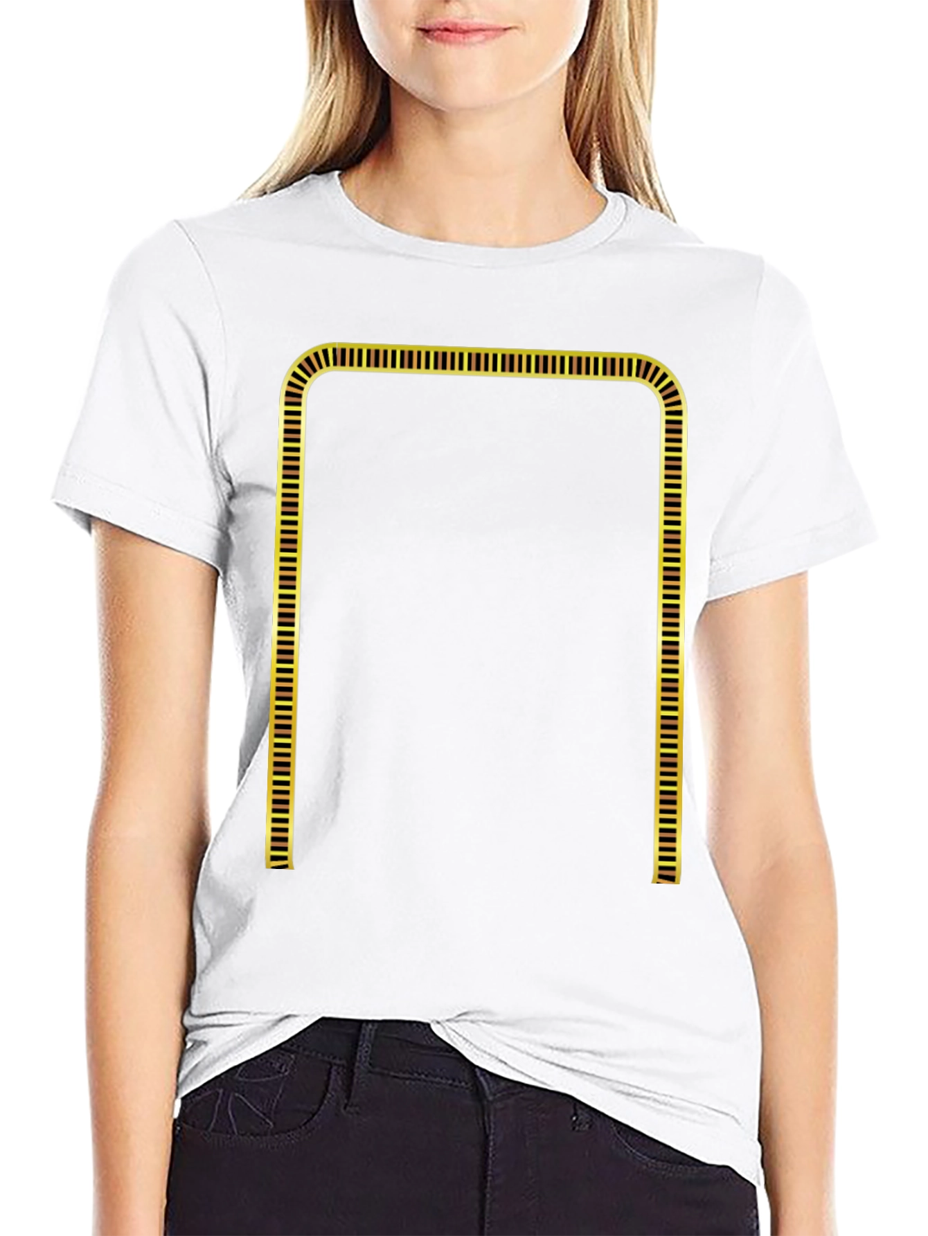 Geometric Gold Frame Black T-Shirt