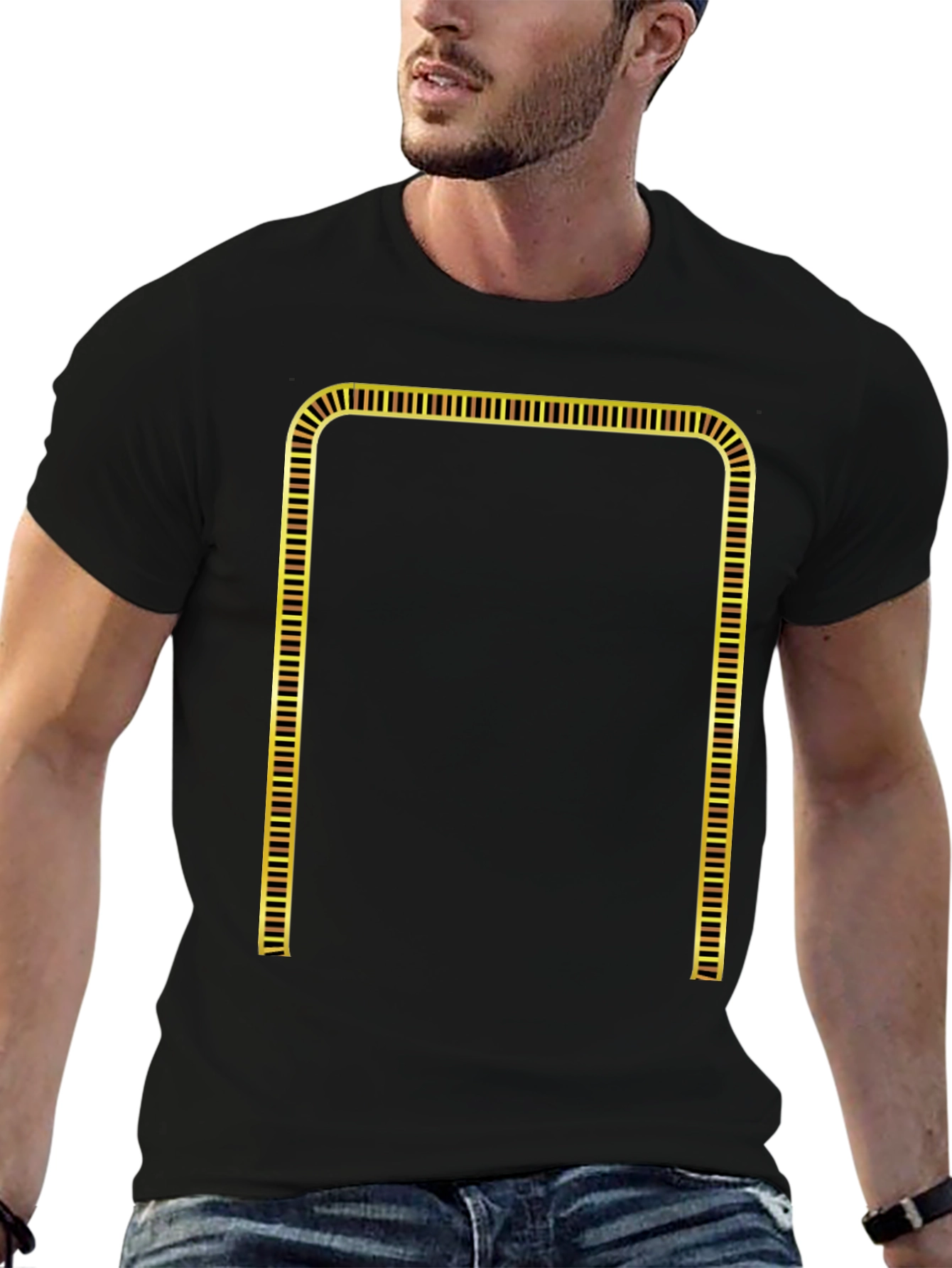 Geometric Gold Frame Black T-Shirt