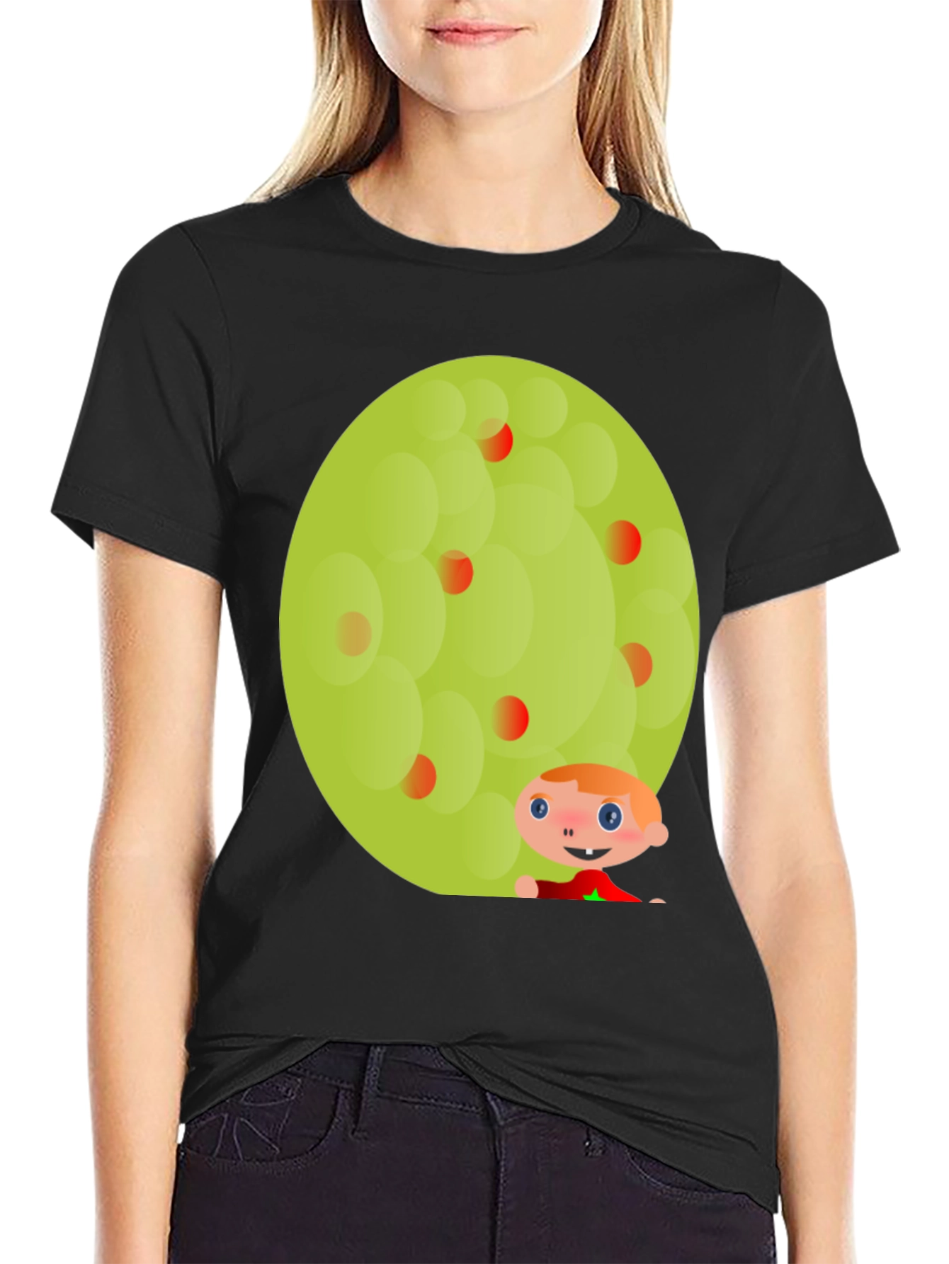 Fun Character Graphic Tee - Black