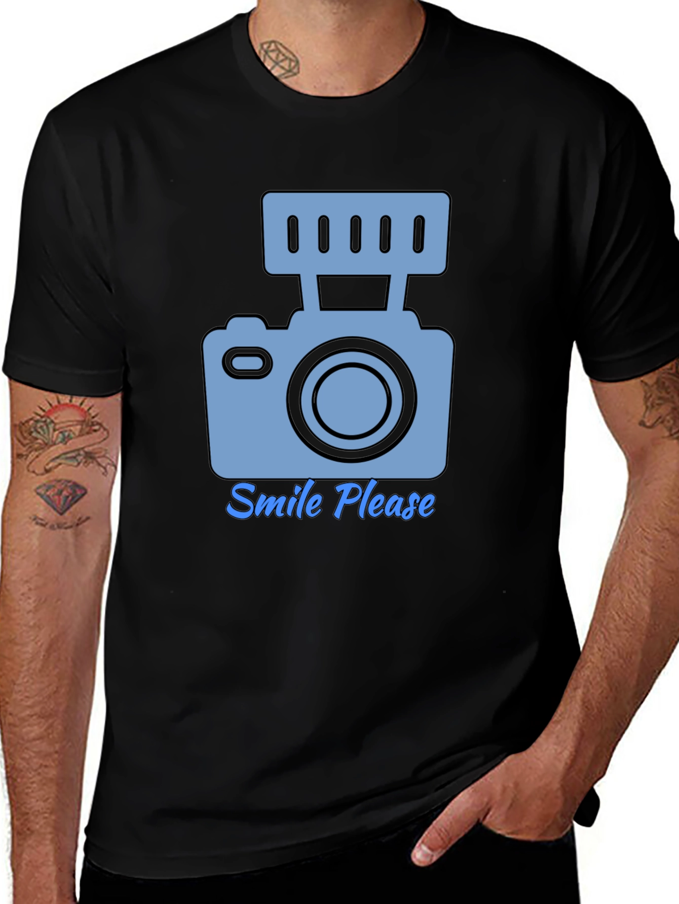 Smile Please Camera Graphic T-Shirt